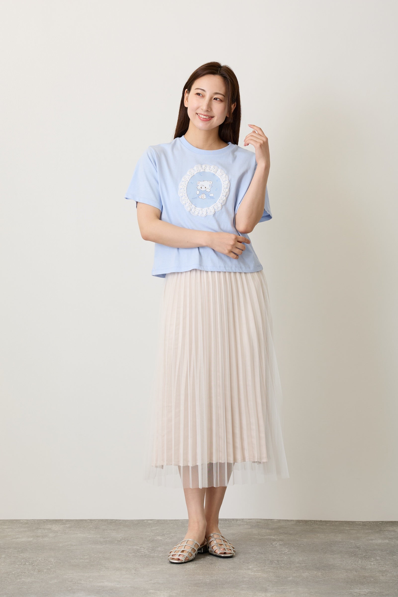 Lil ala mode Tシャツ Lace Frame MOUSSE ブルー