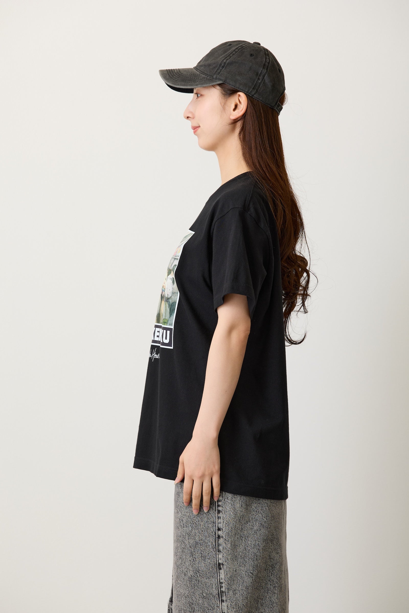 助六の日常 Tシャツ 満員電車のハムスター ブラック