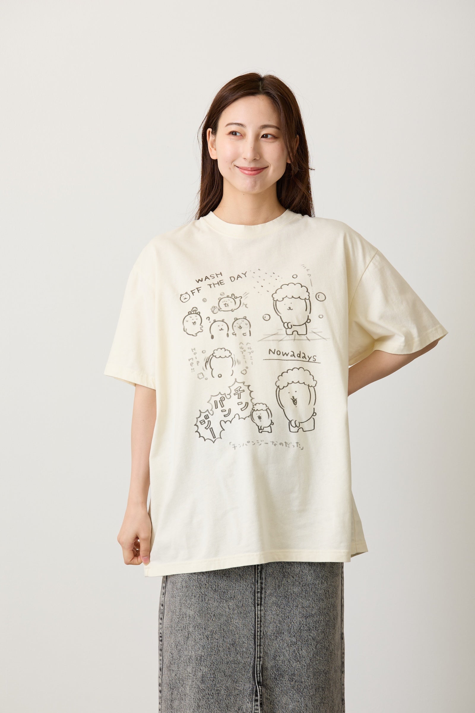 ナガノキャラクターズ Tシャツ チンパンジー クリーム