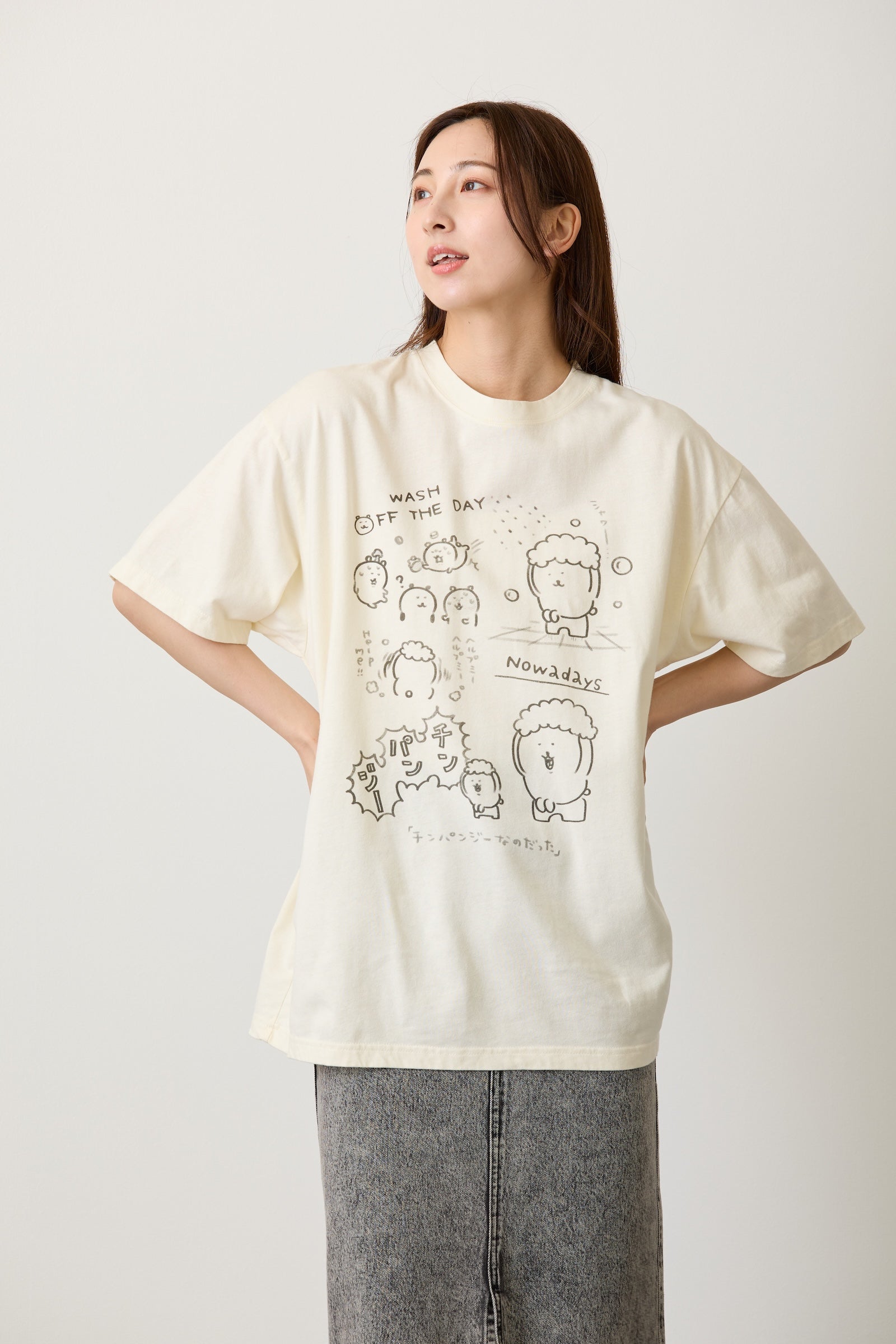 ナガノキャラクターズ Tシャツ チンパンジー クリーム