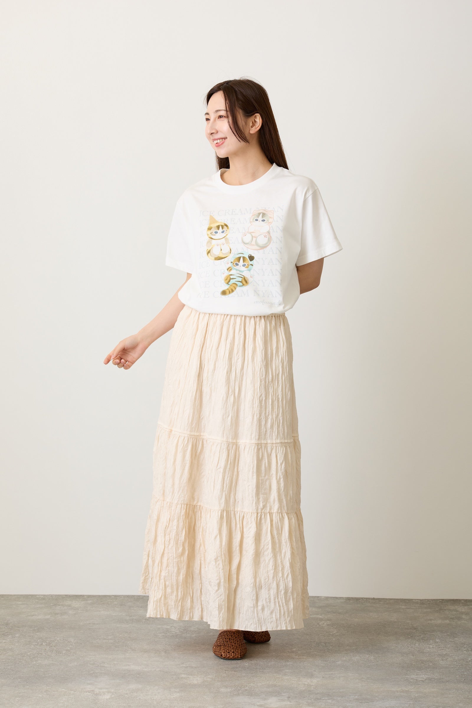 mofusand Tシャツ ICE CREAM NYAN ホワイト
