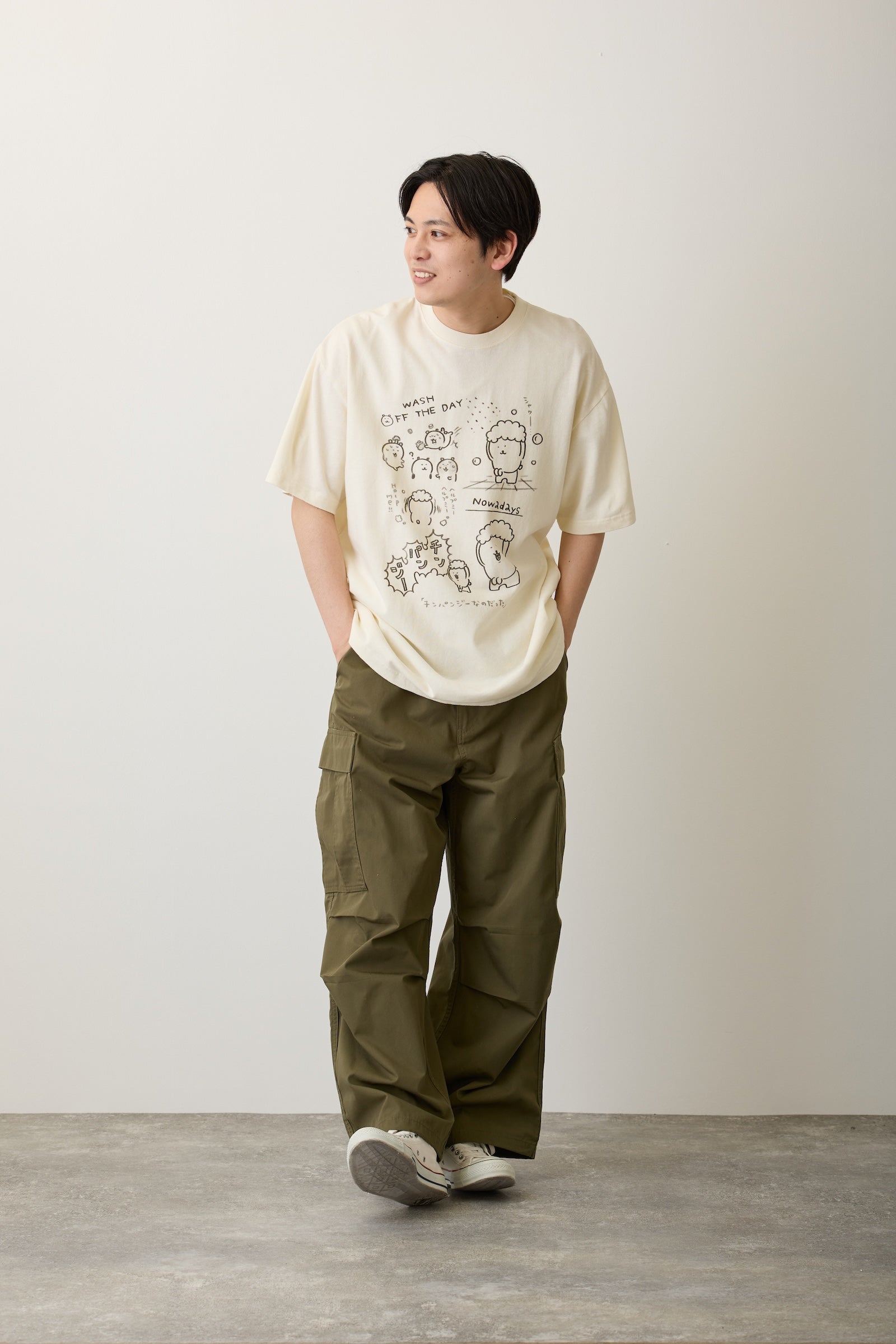 ナガノキャラクターズ Tシャツ チンパンジー クリーム