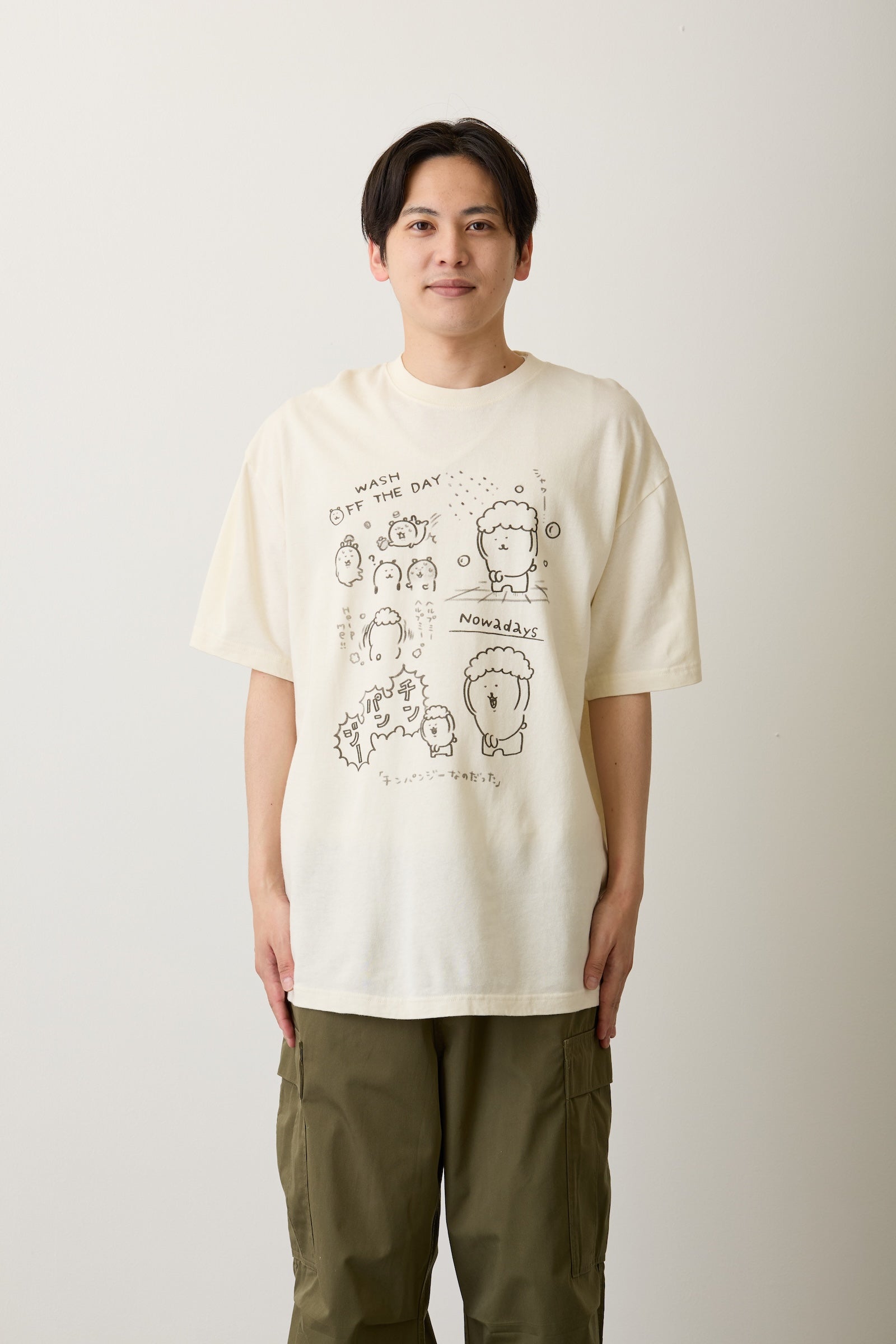 ナガノキャラクターズ Tシャツ チンパンジー クリーム