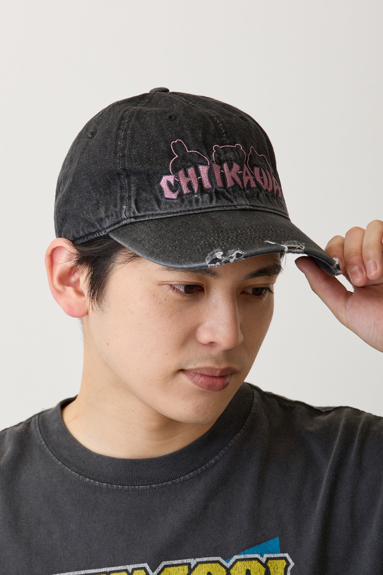 ちいかわ キャップ  STAY CUTE STAY PUNK ブラック