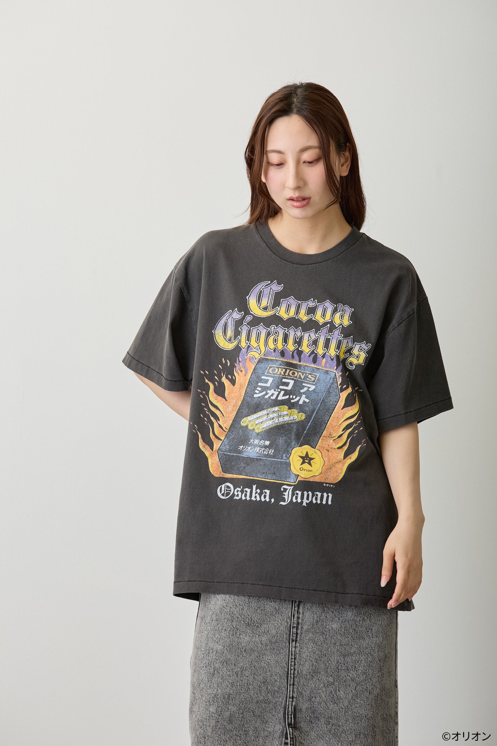 【7月中旬以降お届け】ココアシガレット Tシャツ 駄菓子ロック ブラック