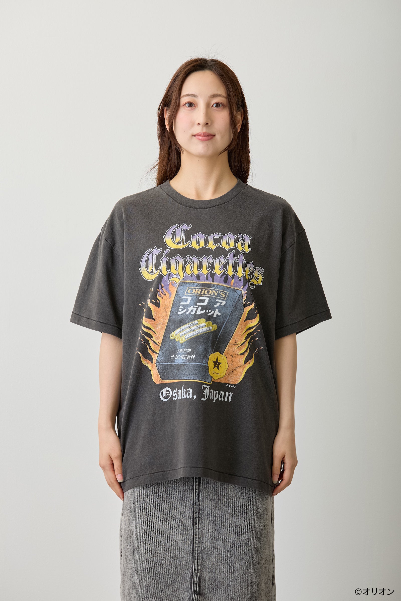 【7月中旬以降お届け】ココアシガレット Tシャツ 駄菓子ロック ブラック