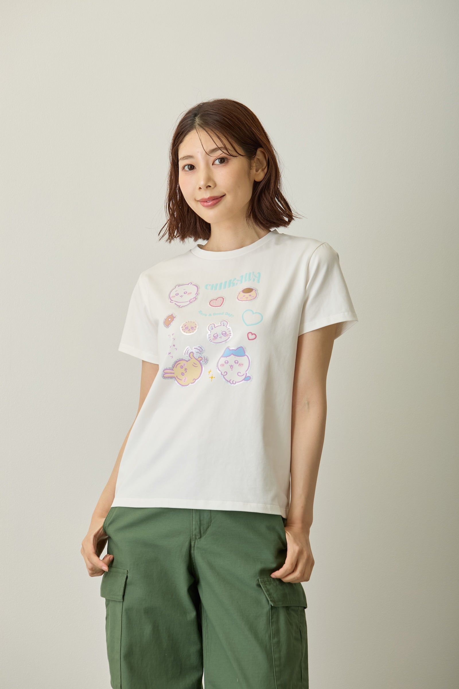ちいかわ ラインストーンTシャツ DECO(うさぎ) ブラック