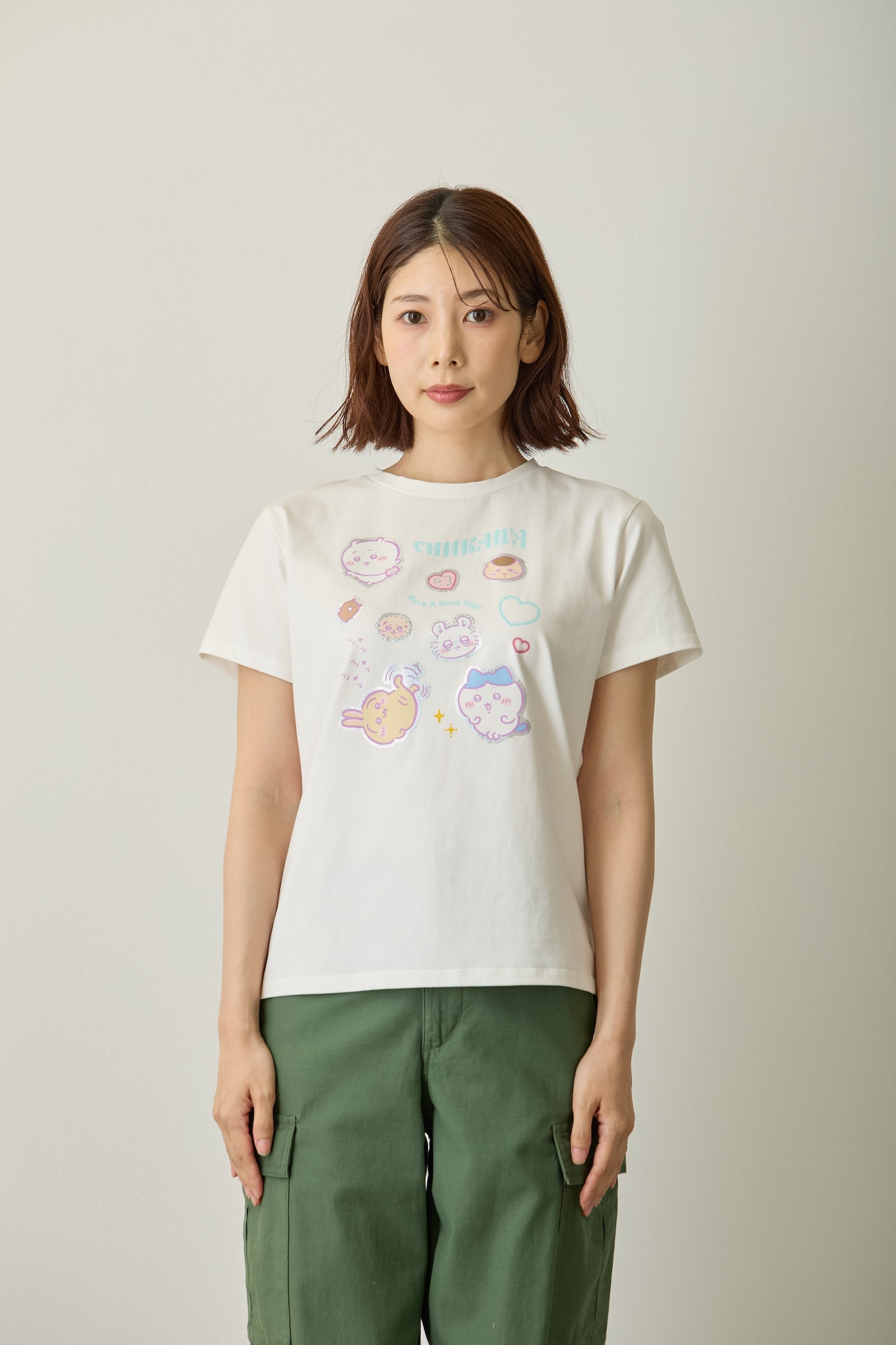 ちいかわ ラインストーンTシャツ DECO(うさぎ) ブラック