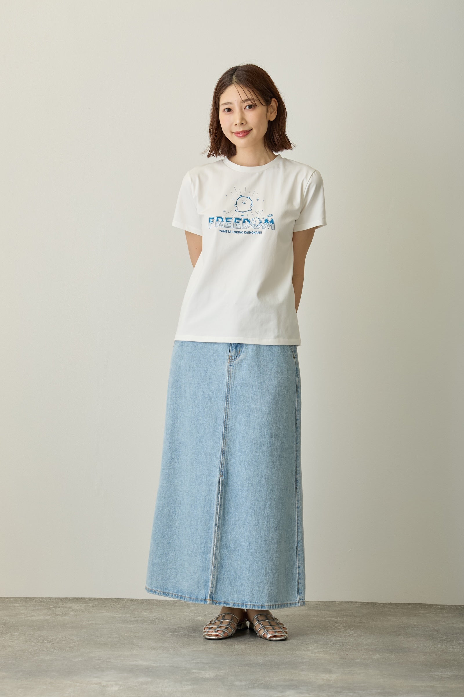 ナガノキャラクターズ ラインストーンTシャツ DECO(FREEDOM) ホワイト