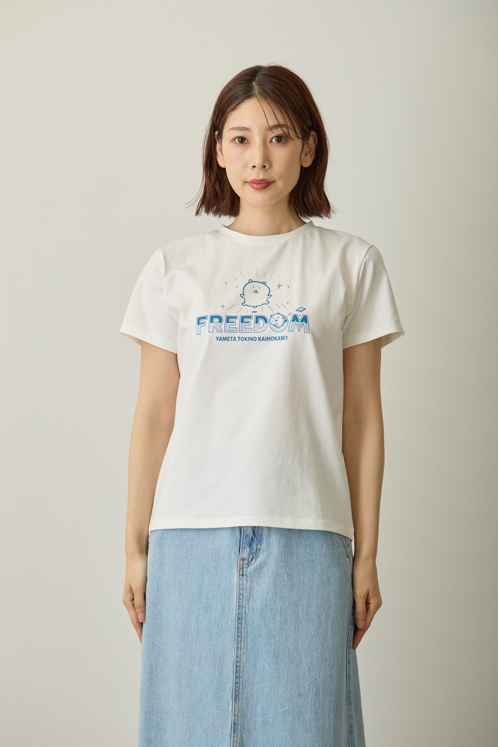 ナガノキャラクターズ ラインストーンTシャツ DECO(FREEDOM) ホワイト