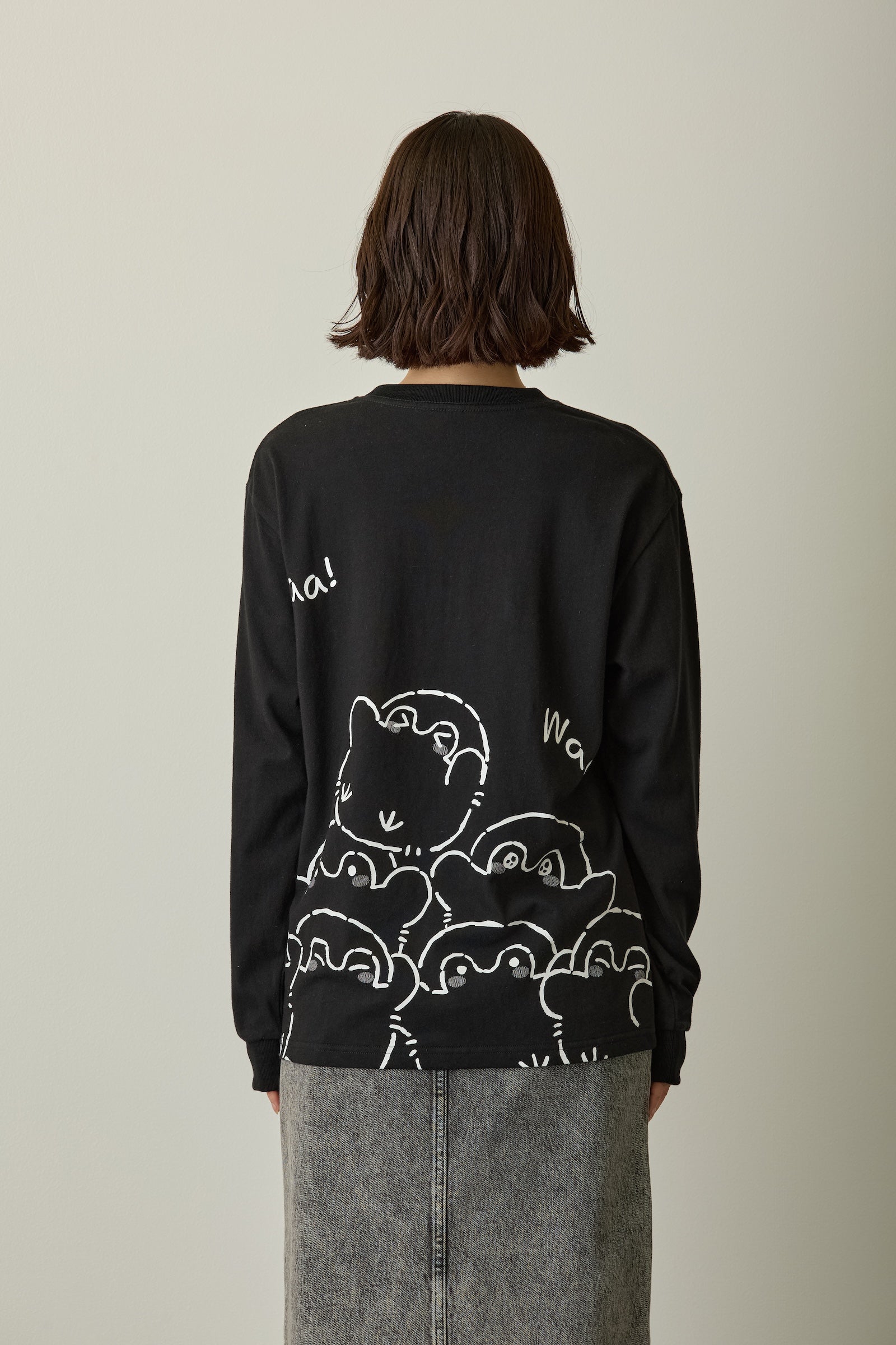 コウペンちゃん 長袖Tシャツ いつもそばにいるよ〜 ブラック
