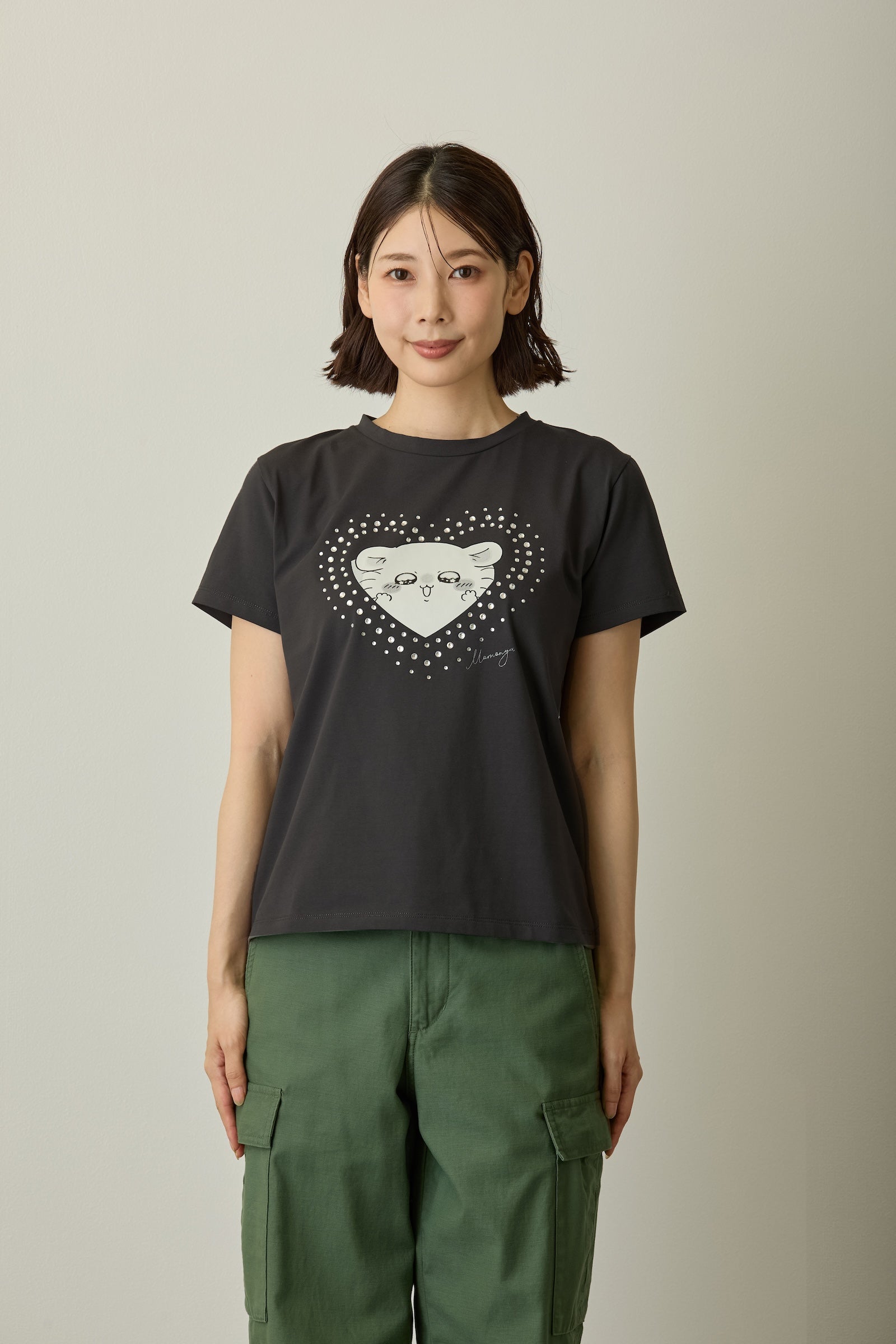 ちいかわ ラインストーンTシャツ DECO(モモンガ) スミクロ
