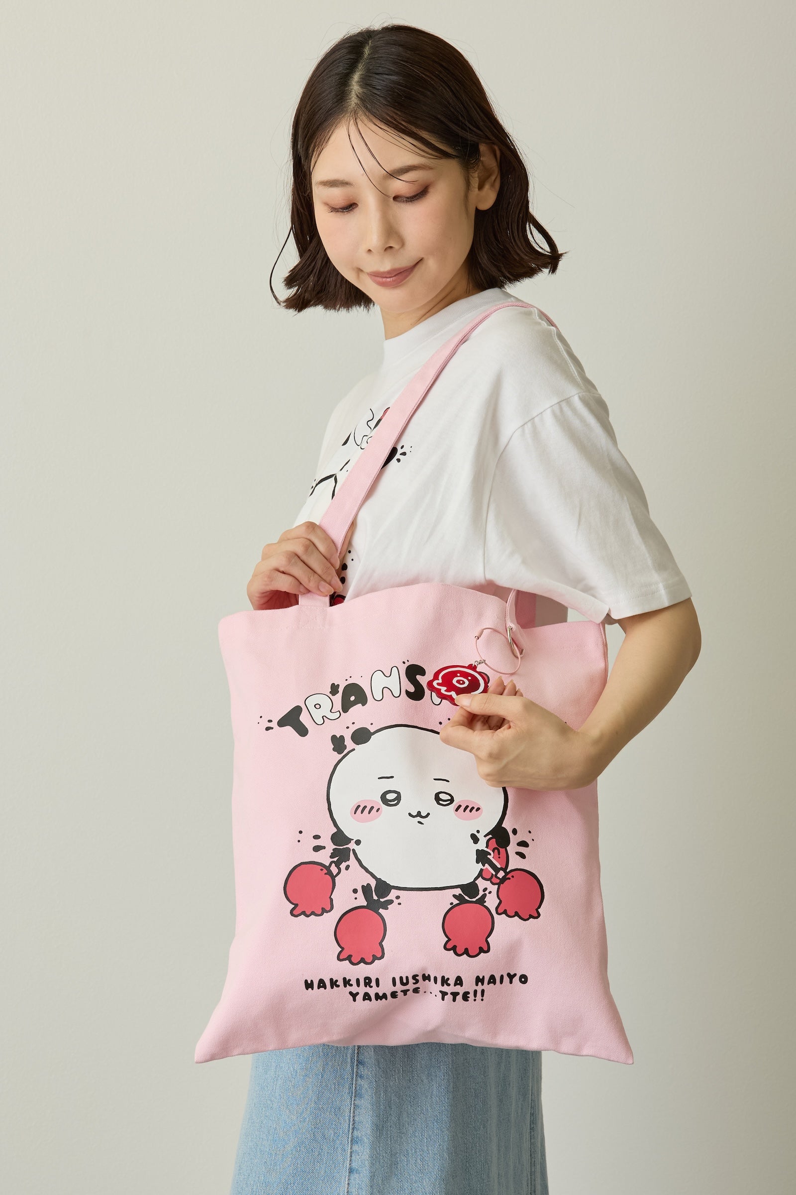 ちいかわ アクリルキーホルダー付きトートバッグ TRANSFORM ピンク
