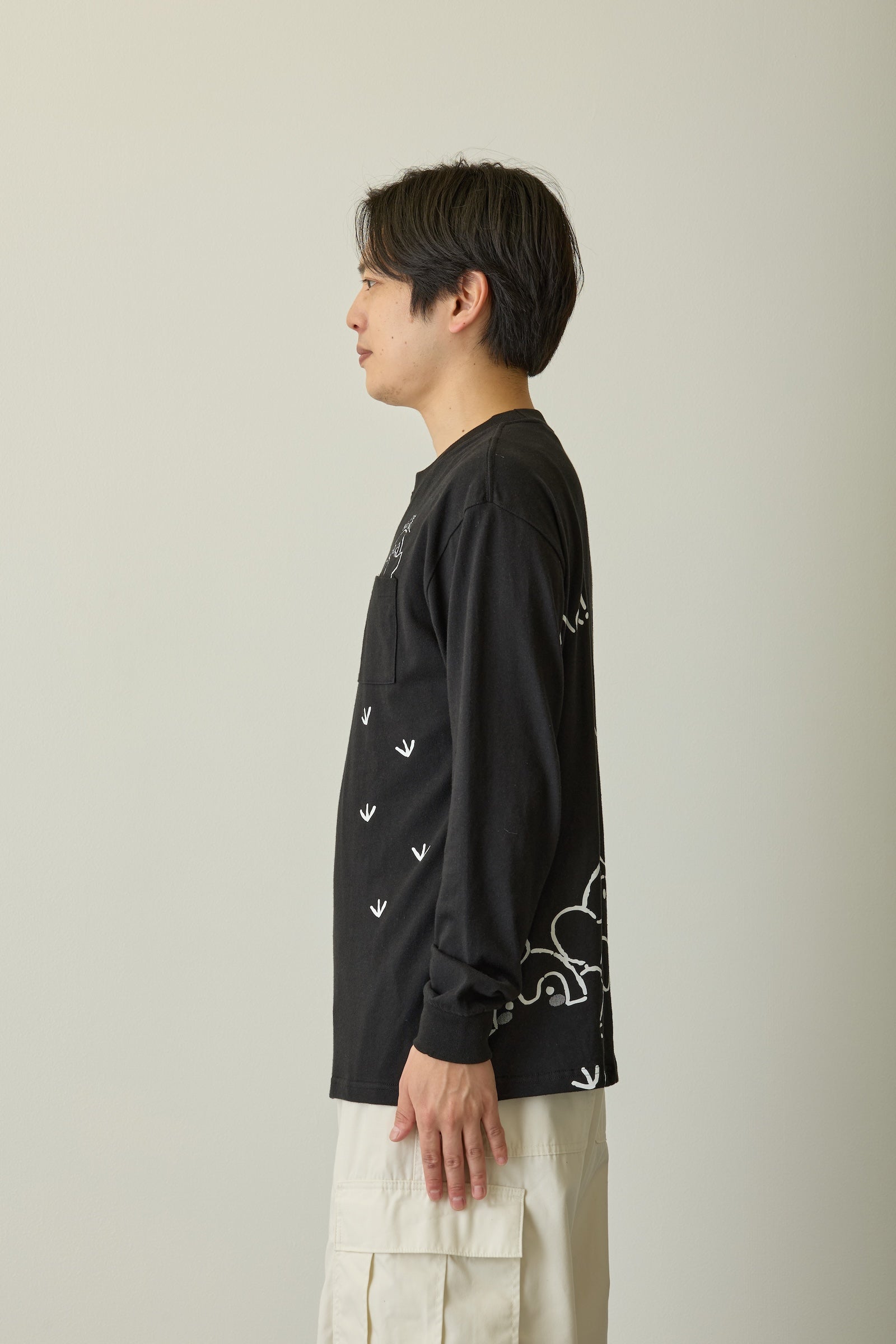 コウペンちゃん 長袖Tシャツ いつもそばにいるよ〜 ブラック