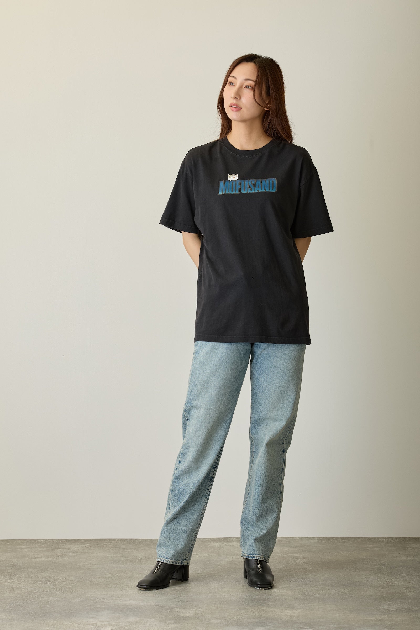 【先行販売】mofusand Tシャツ ホラーサメにゃん ブラック