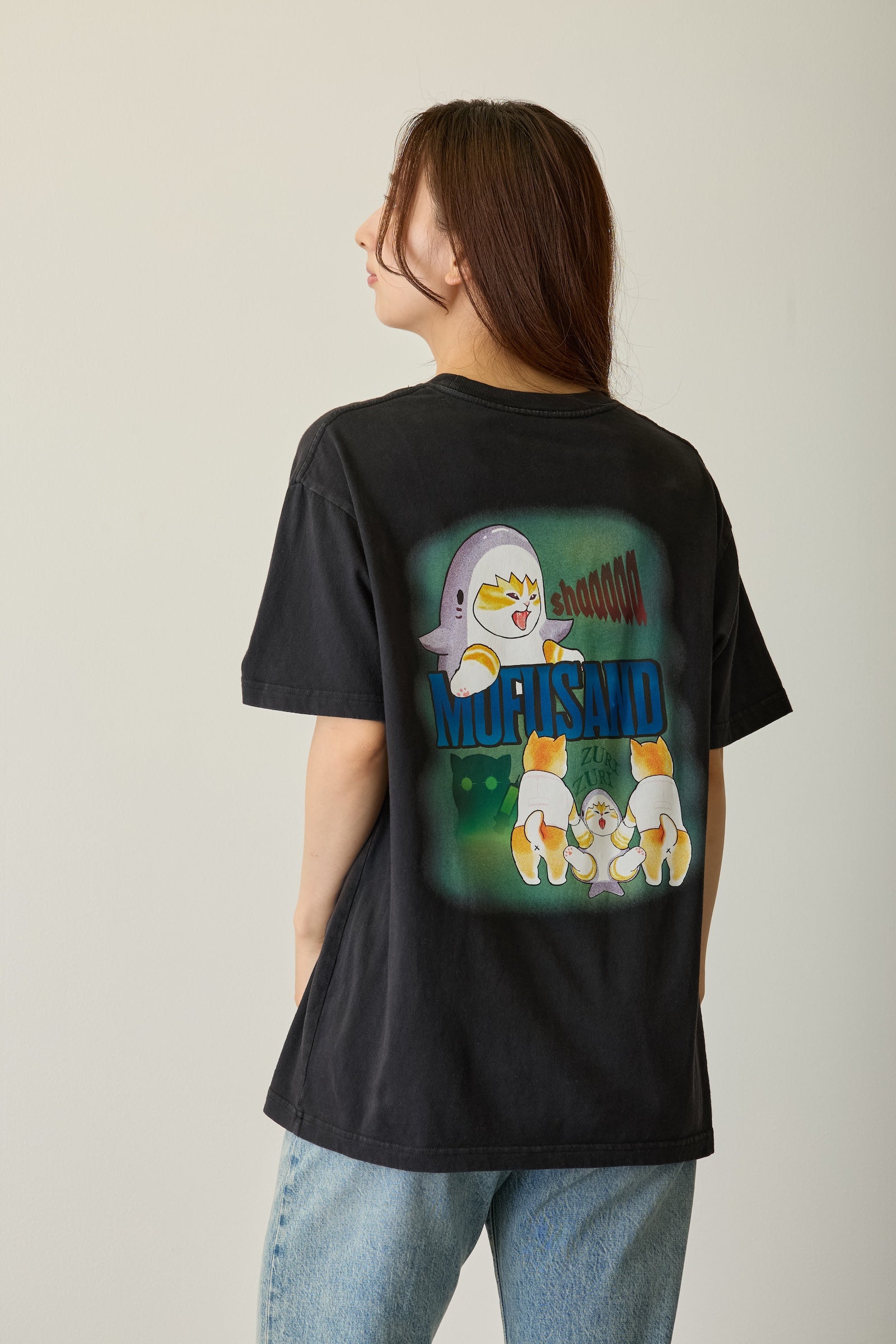 【先行販売】mofusand Tシャツ ホラーサメにゃん ブラック