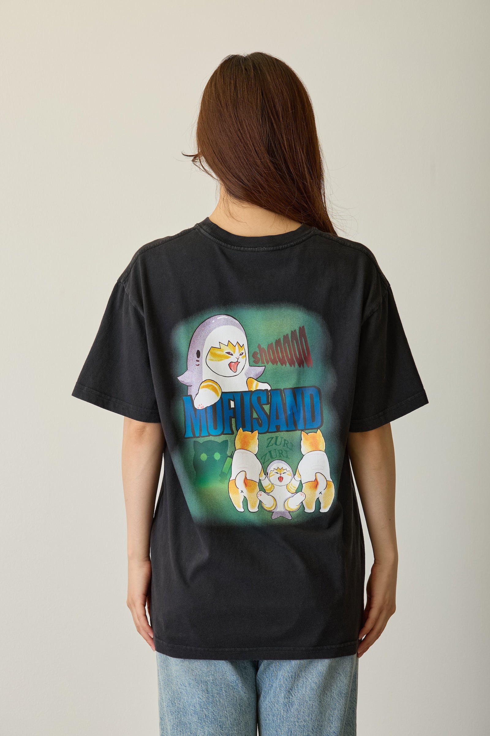 【先行販売】mofusand Tシャツ ホラーサメにゃん ブラック