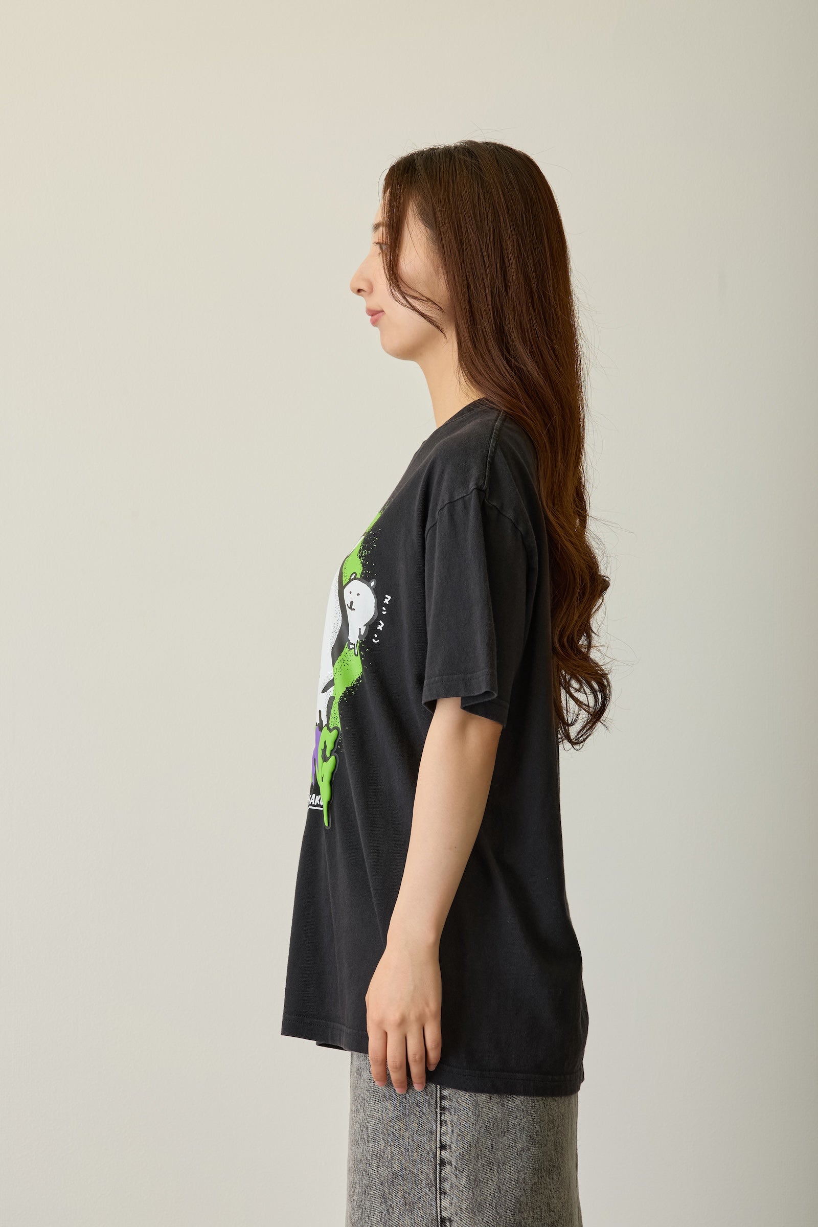【先行販売】ナガノキャラクターズ 発泡プリントTシャツ 咽び泣く ブラック
