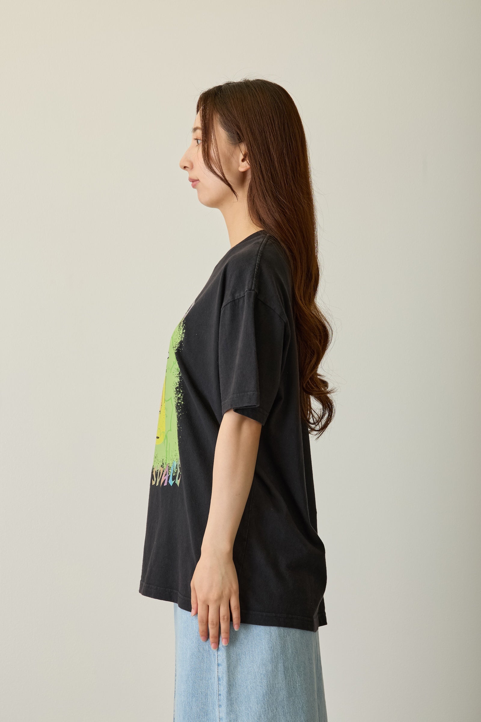 【先行販売】ナガノキャラクターズ 箔プリントTシャツ もぐらコロッケ（宇宙人） ブラック