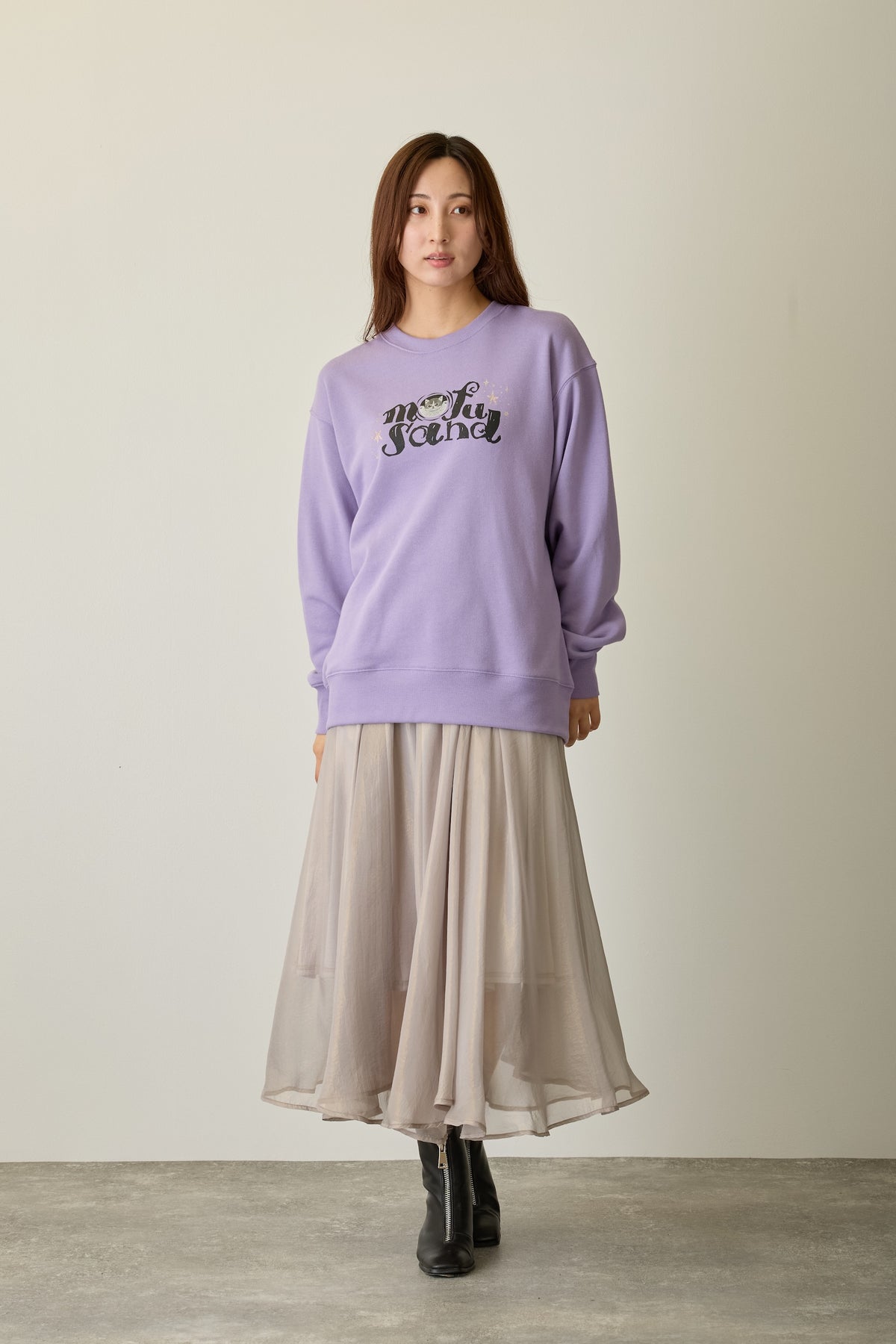 mofusand スウェットシャツ SHADOW CAT パープル