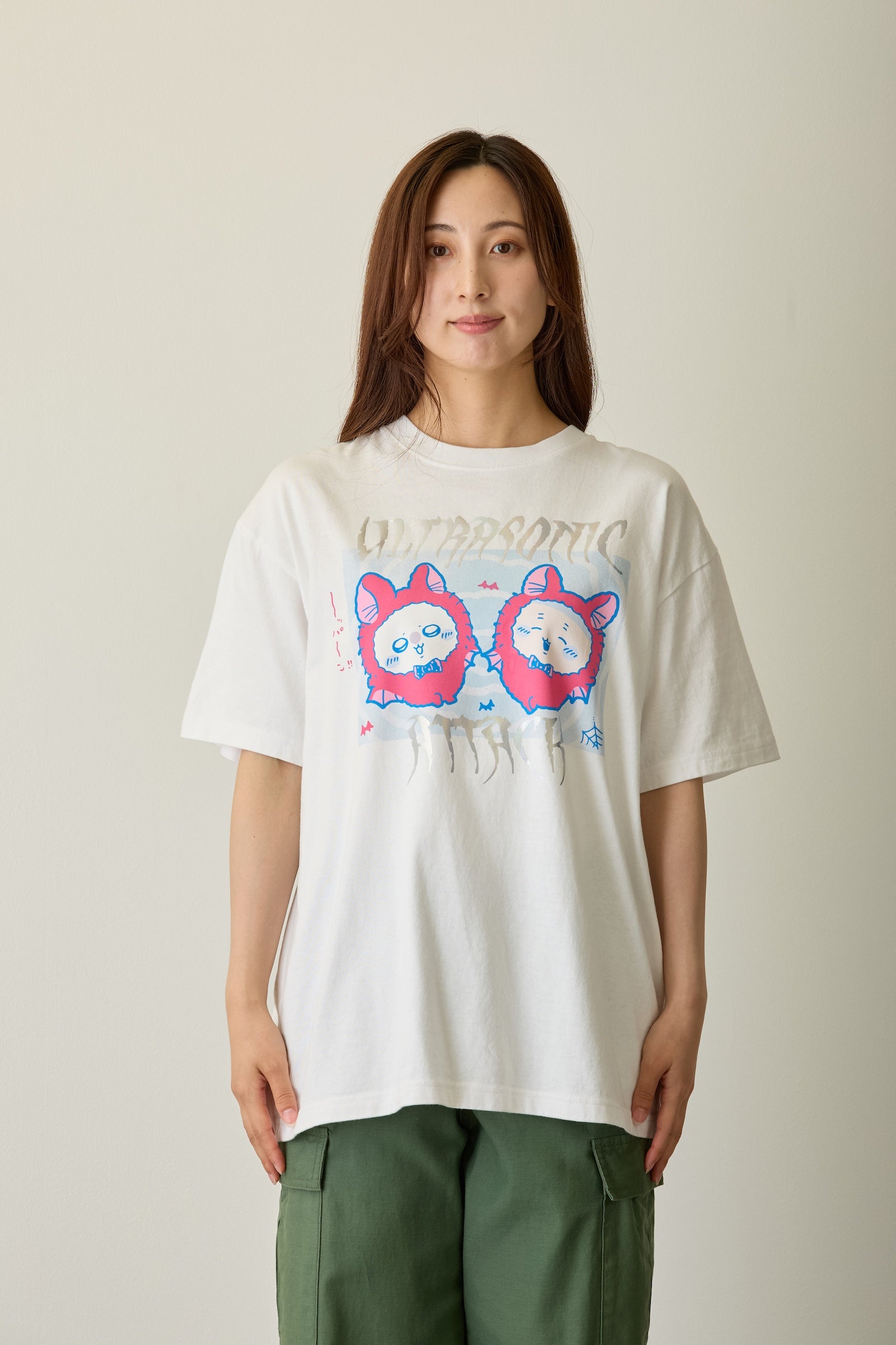 【先行販売】ちいかわ 箔プリントTシャツ ULTRASONIC ATTACK ホワイト
