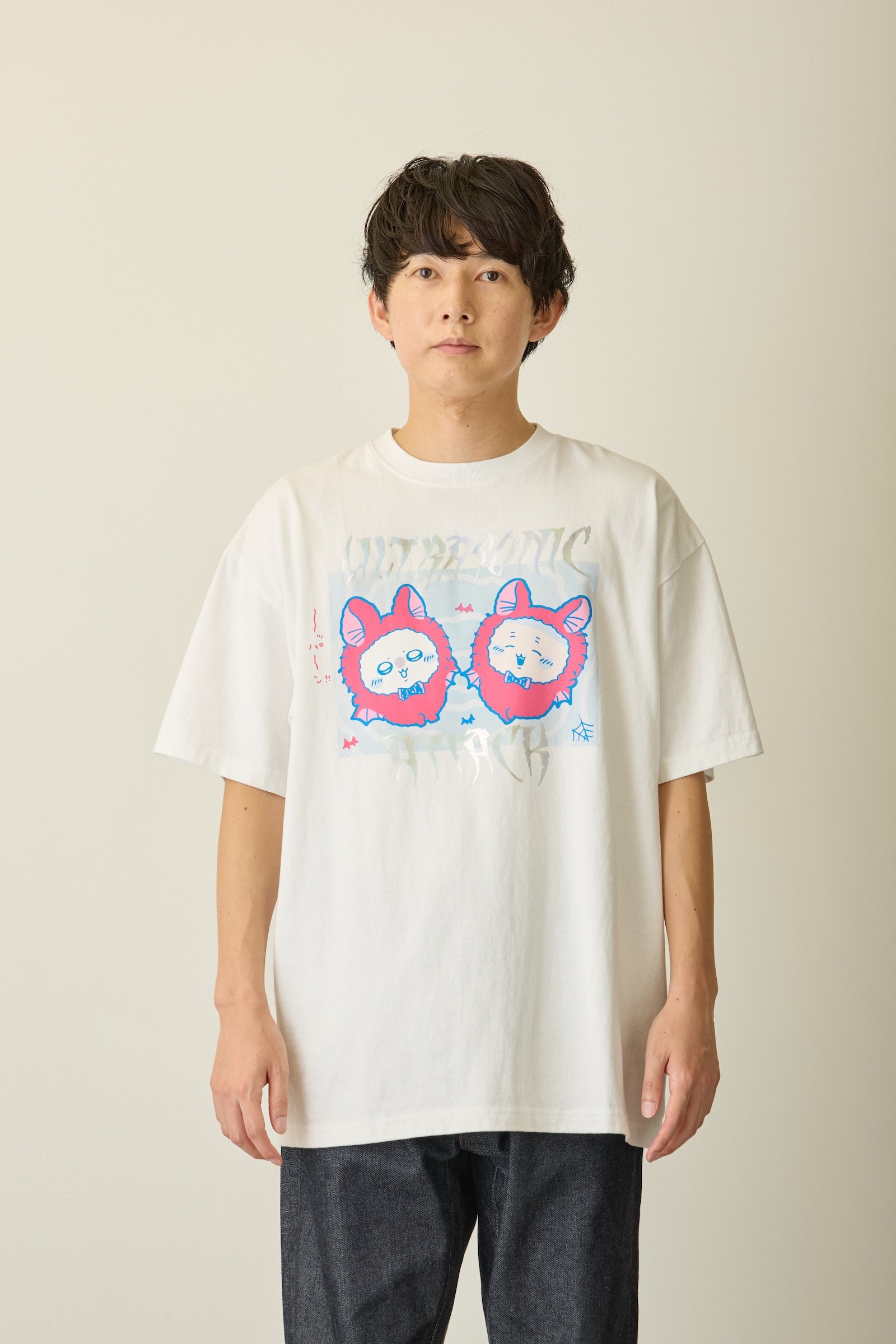 【先行販売】ちいかわ 箔プリントTシャツ ULTRASONIC ATTACK ホワイト