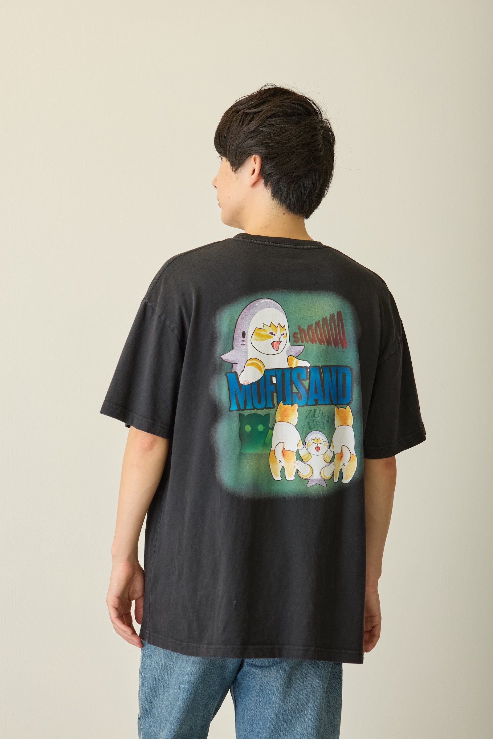 【先行販売】mofusand Tシャツ ホラーサメにゃん ブラック
