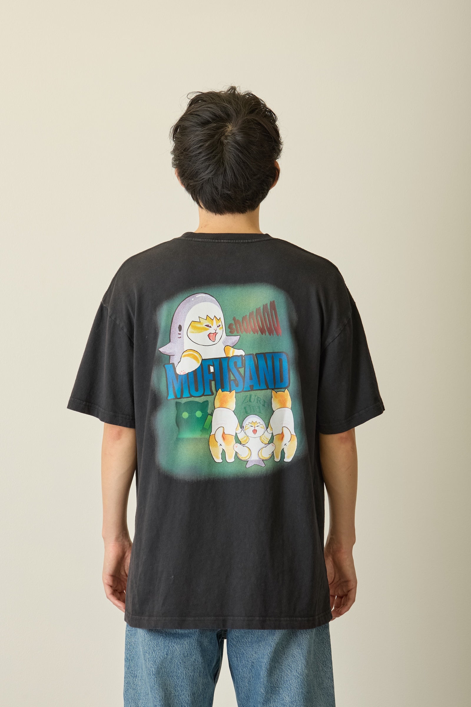 【先行販売】mofusand Tシャツ ホラーサメにゃん ブラック