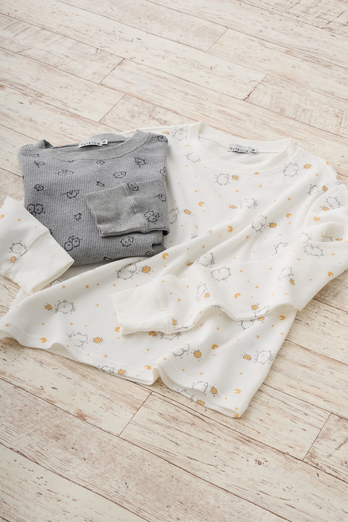 ナガノキャラクターズ ワッフル長袖Tシャツ ラムネリナイト ホワイト