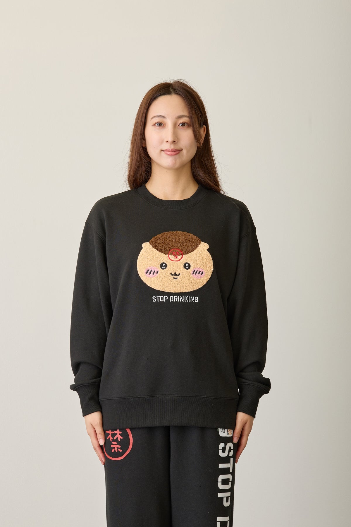 ちいかわ スウェットシャツ 禁酒くりまんじゅう ブラック