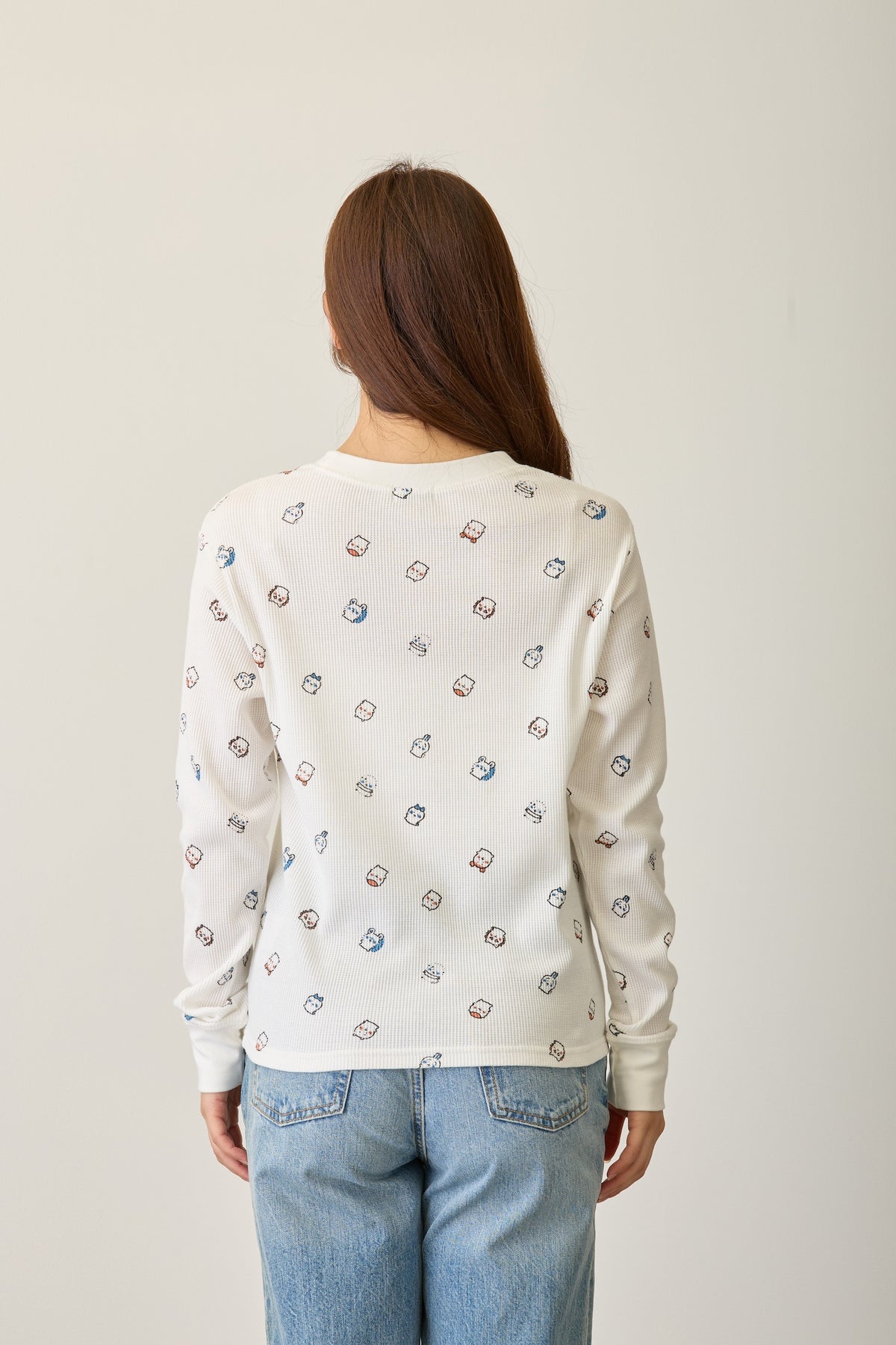 ちいかわ ワッフル長袖Tシャツ 小さいの ホワイト