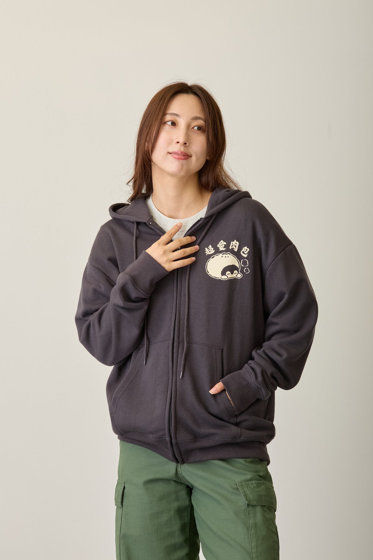 コウペンちゃん ZIPパーカー 肉まん大好き！ スミクロ