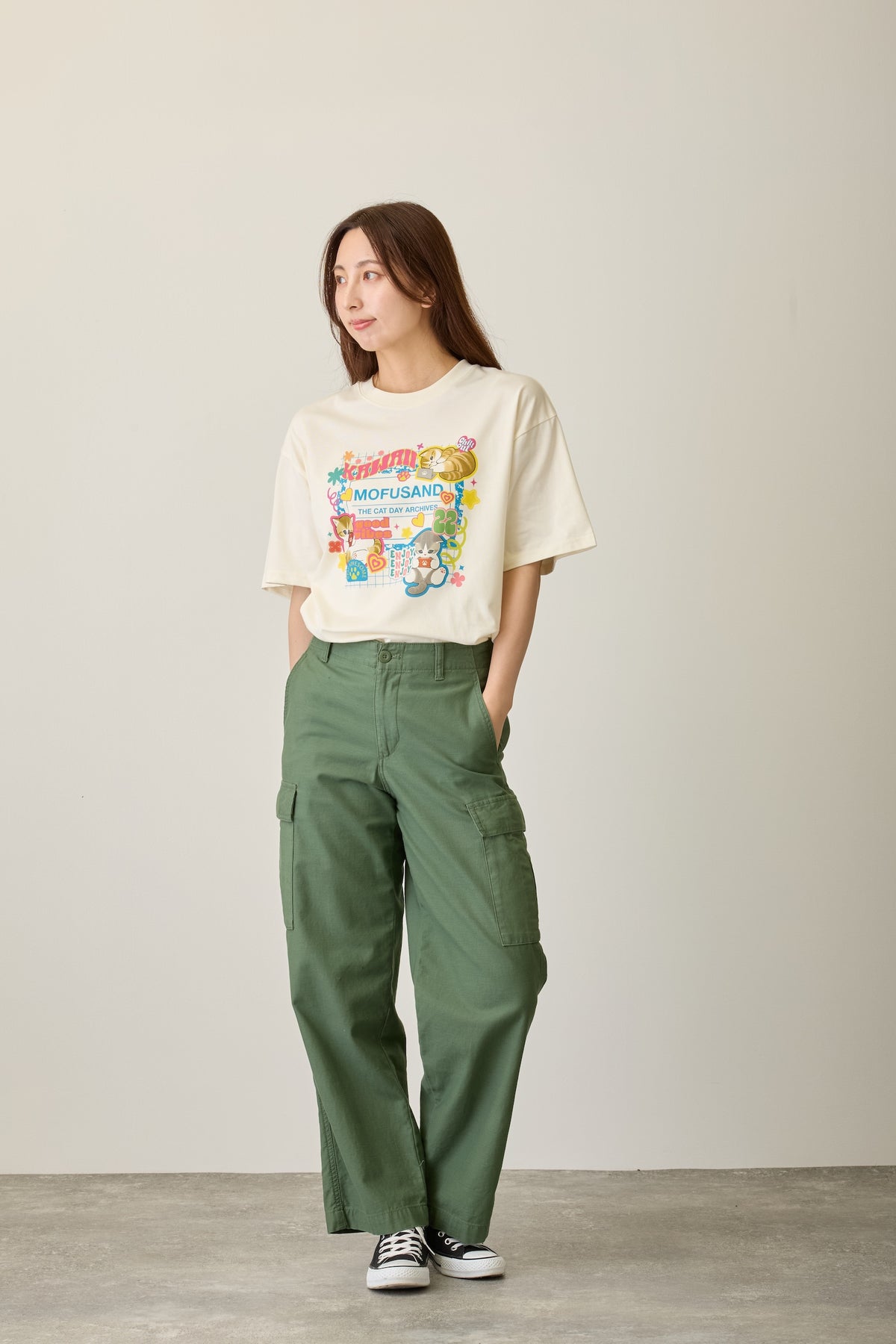 mofusand Tシャツ THE CAT DAY ARCHIVES ホワイト