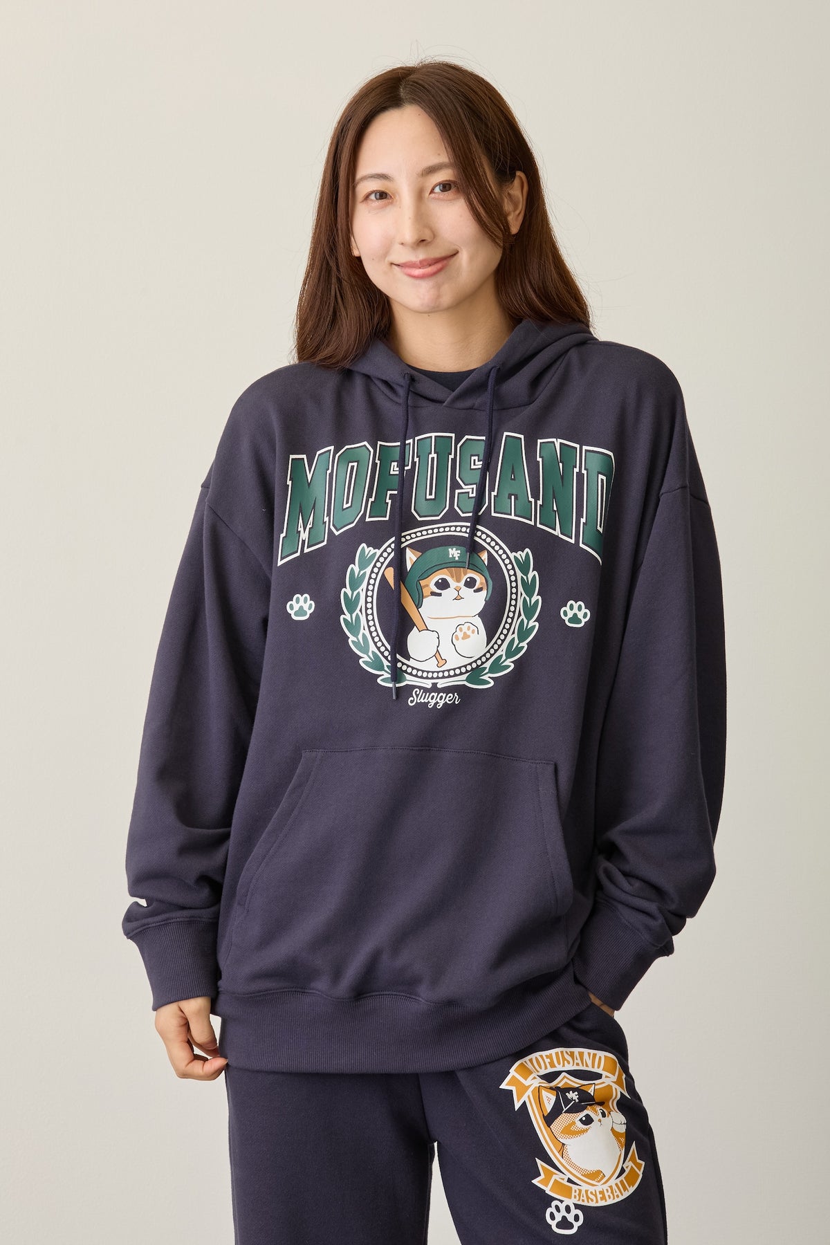 mofusand スウェットパーカー Slugger  ネイビー