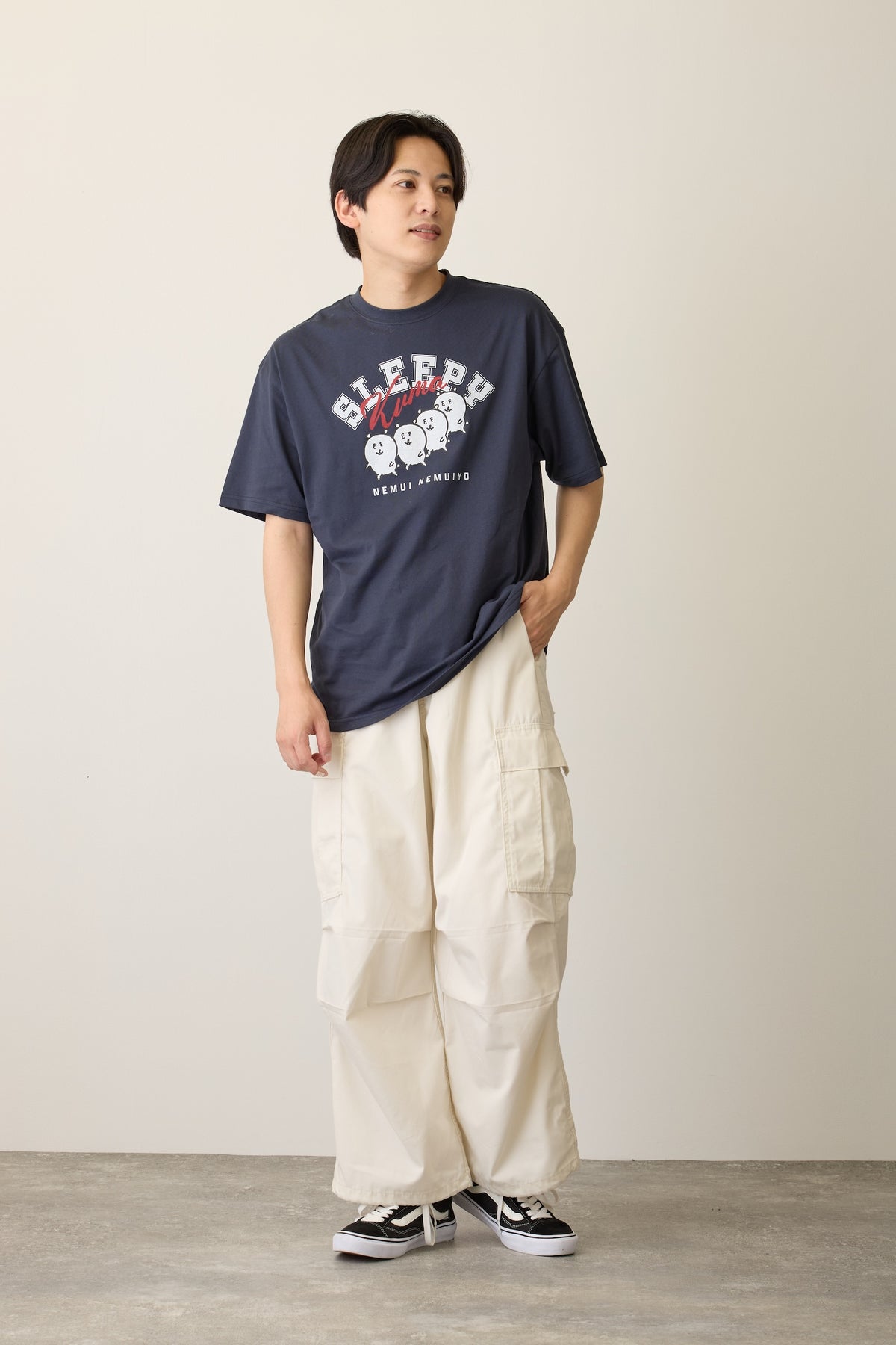 ナガノキャラクターズ Tシャツ SLEEPY（くま） ネイビー