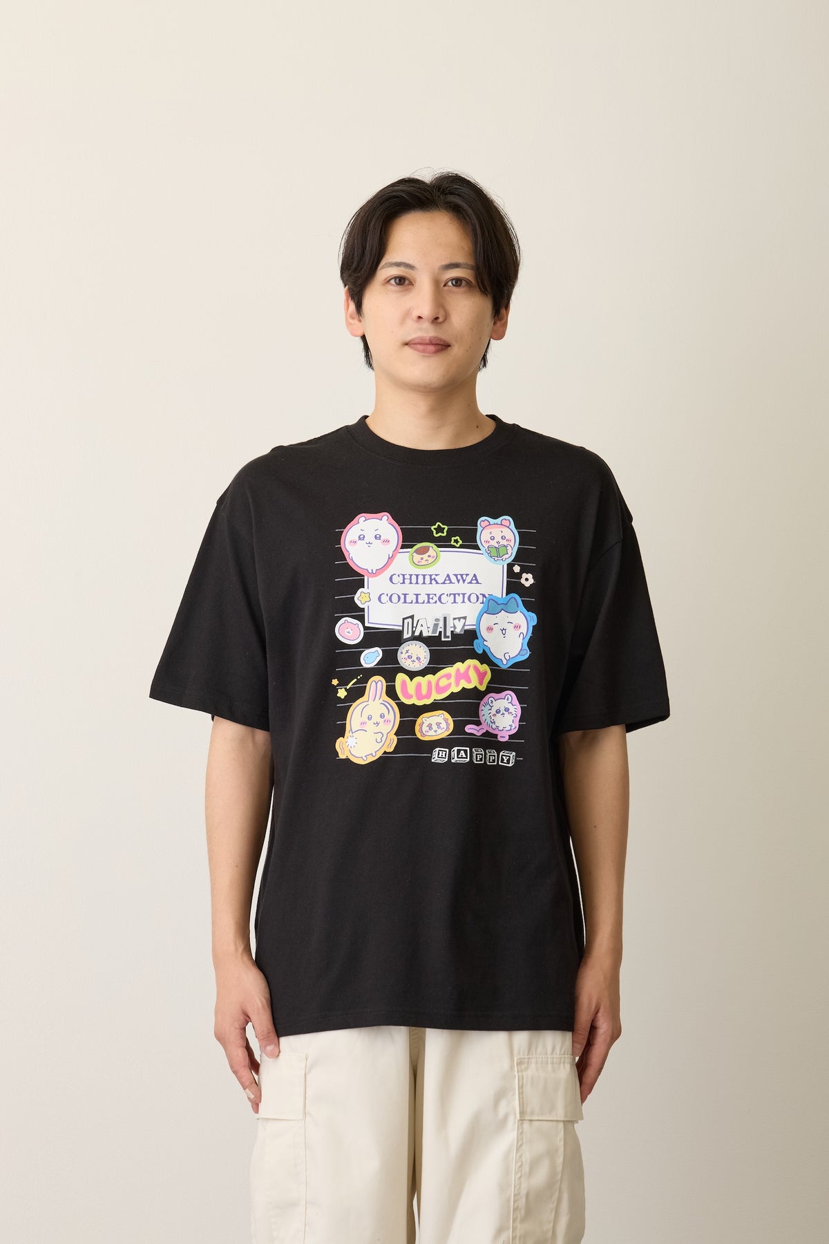 ちいかわ Tシャツ カレッジノート風（みんな） ブラック