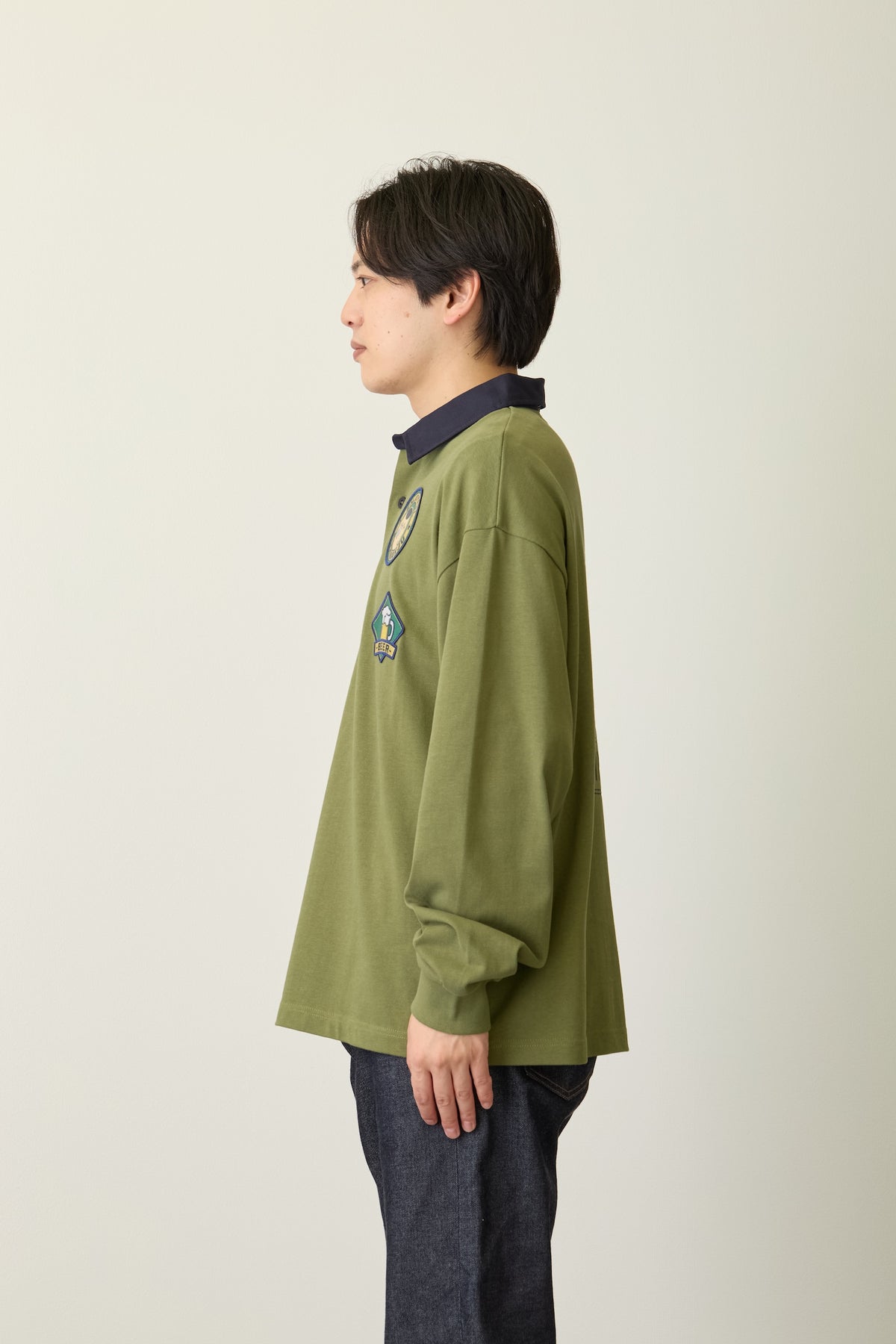 ちいかわ ラガーシャツ くりまんじゅう オリーブ