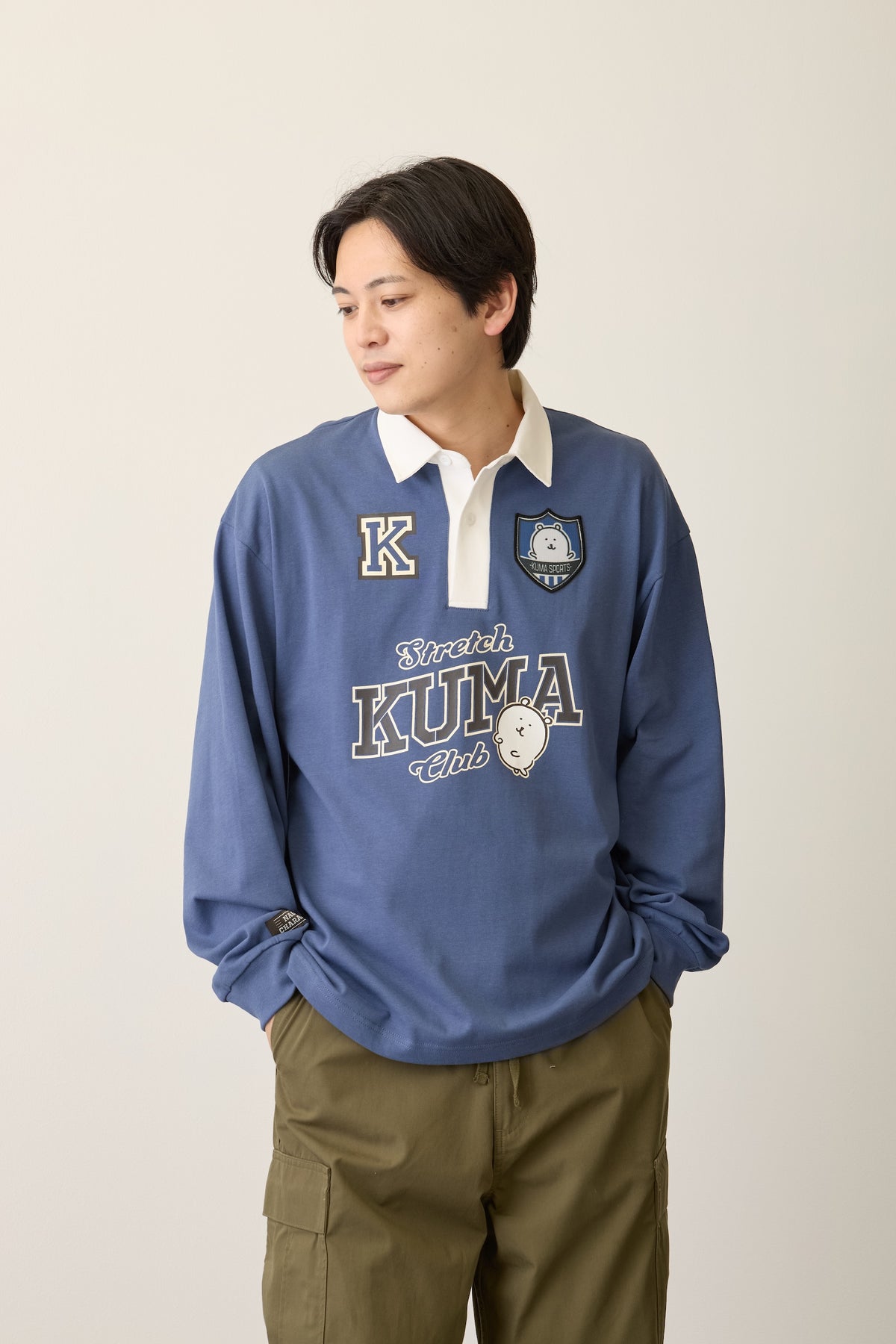 ナガノキャラクターズ ラガーシャツ KUMA ブルー