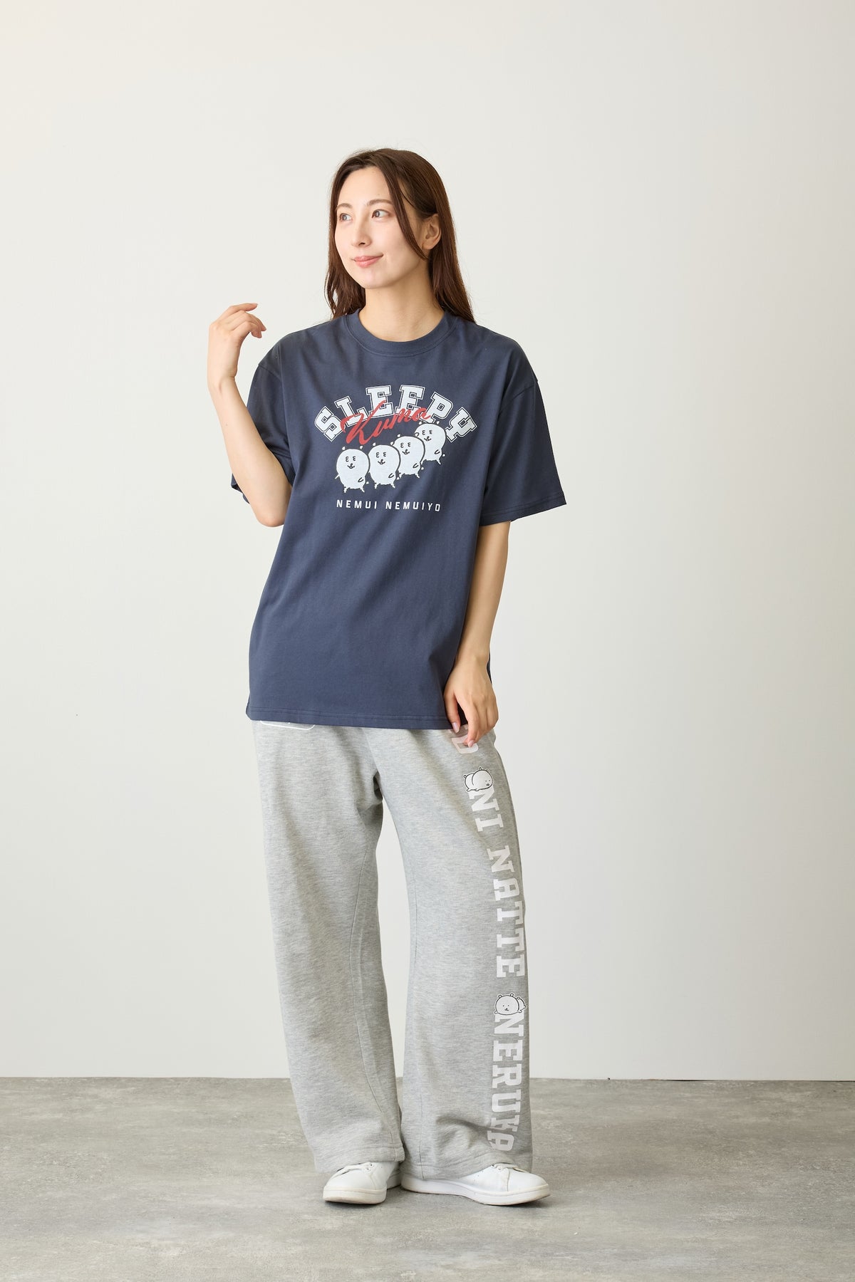 ナガノキャラクターズ Tシャツ SLEEPY（くま） ネイビー