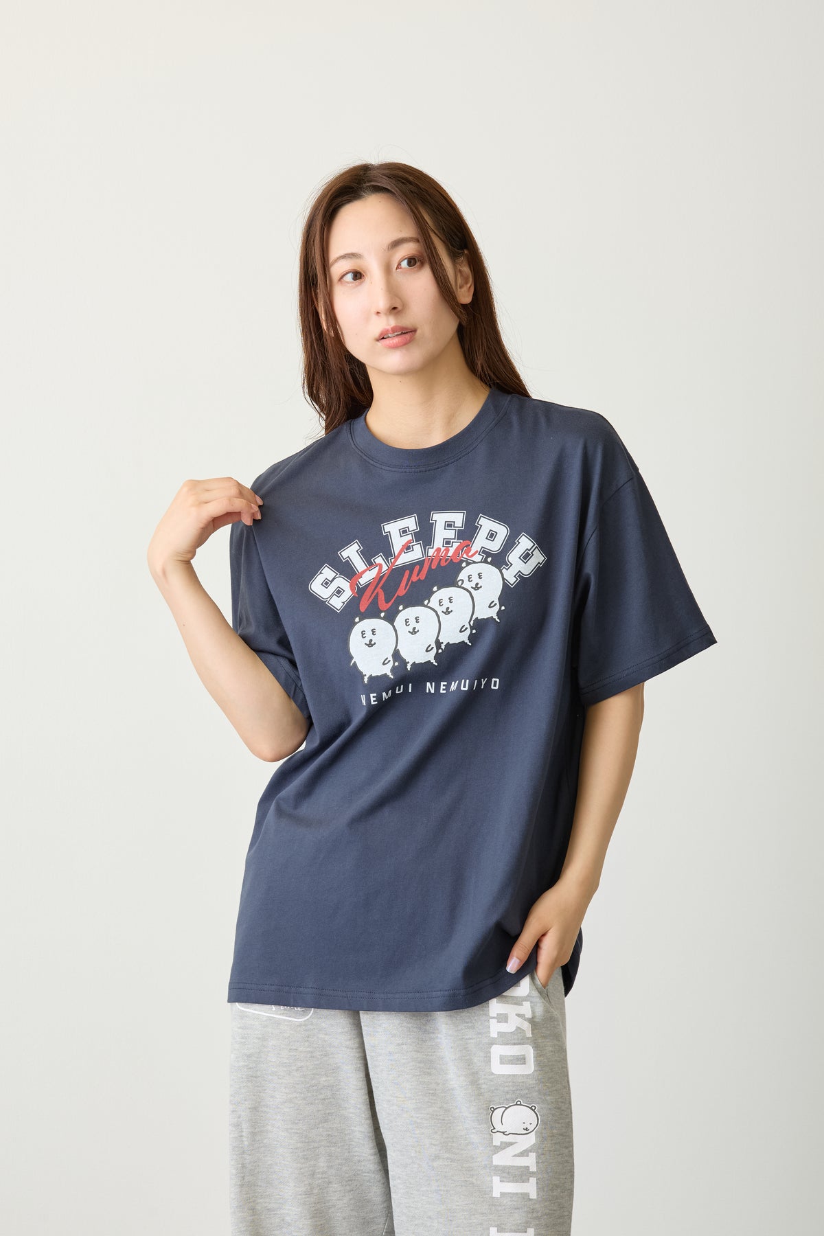 ナガノキャラクターズ Tシャツ SLEEPY（くま） ネイビー