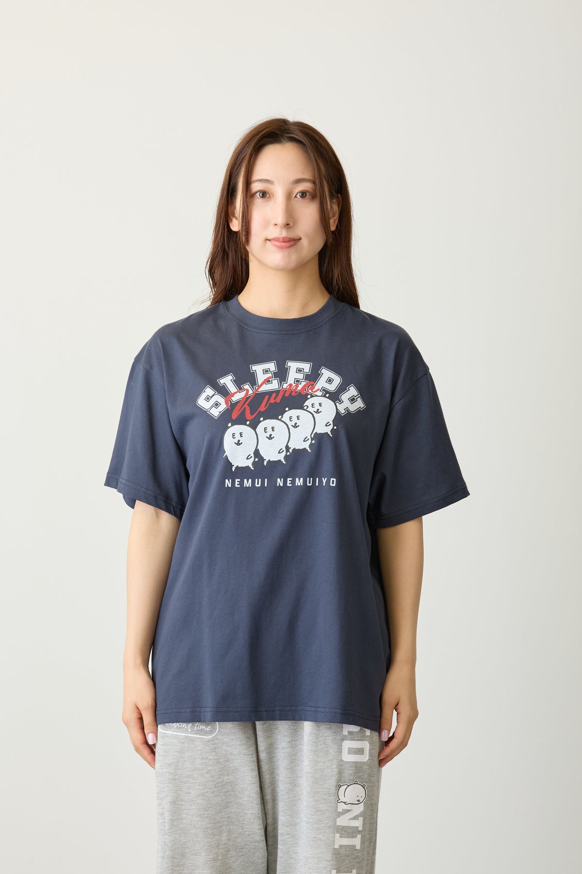 ナガノキャラクターズ Tシャツ SLEEPY（くま） ネイビー