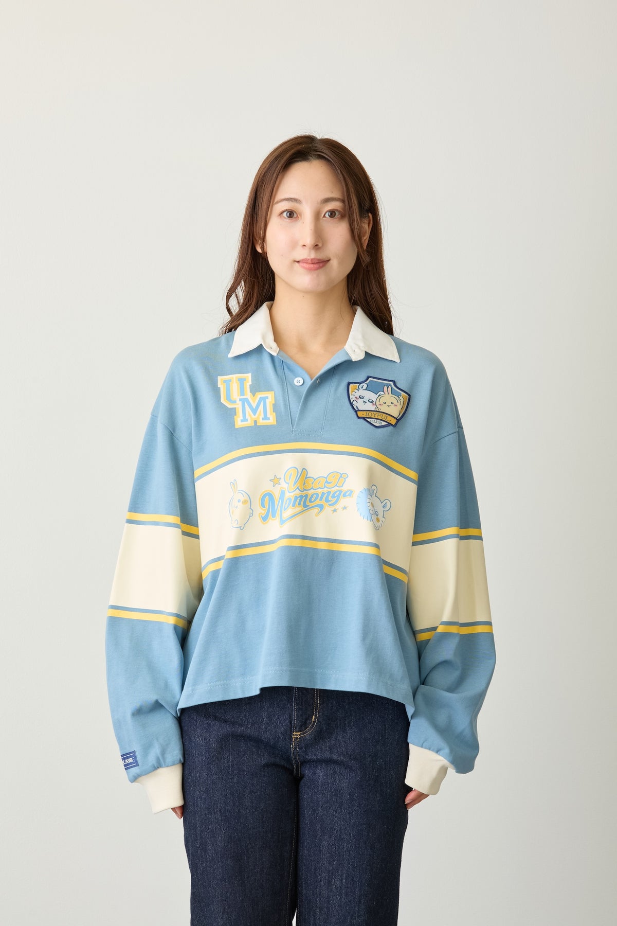 ちいかわ ラガーシャツ うさぎ＆モモンガ サックスブルー