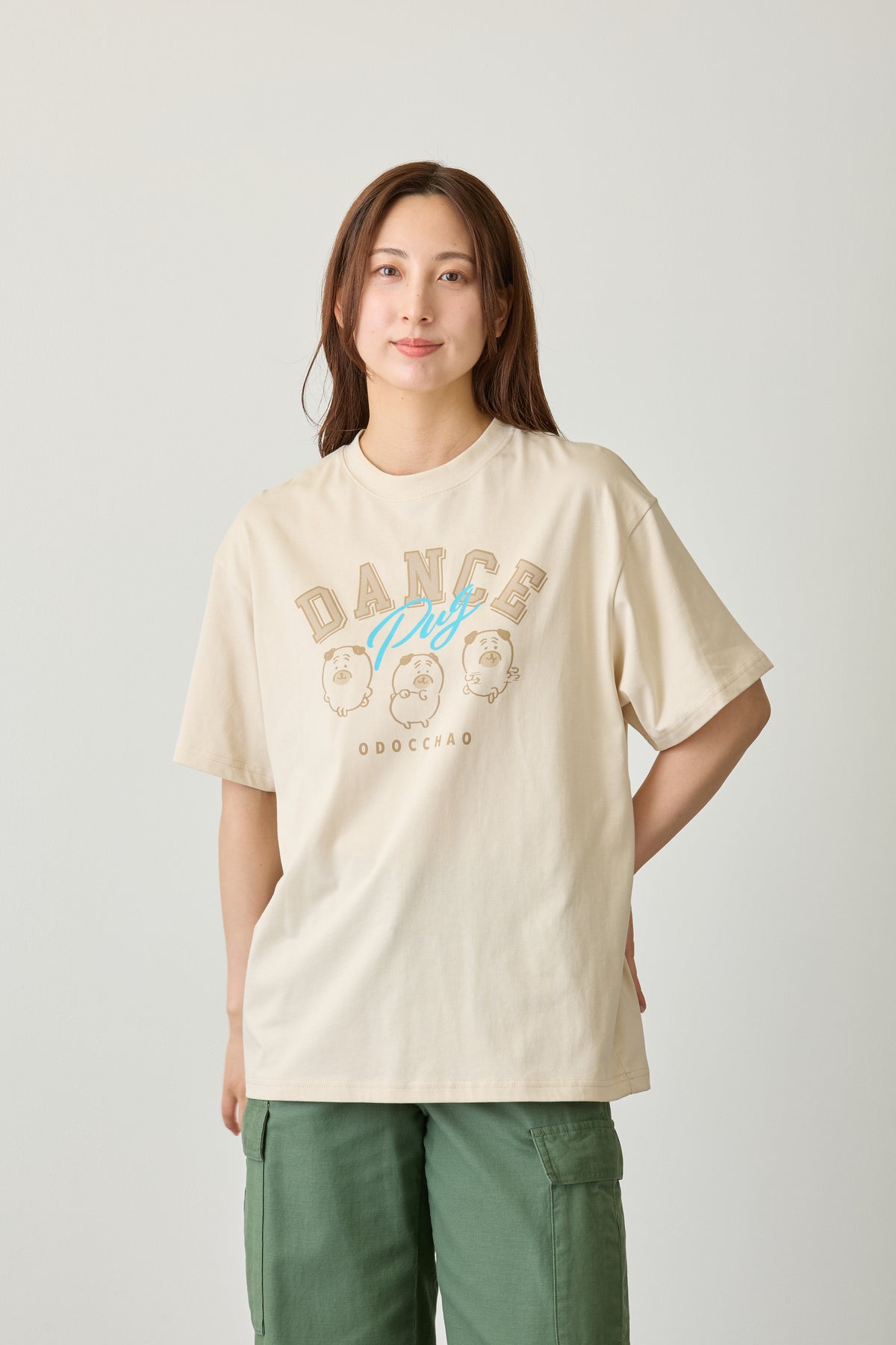 ナガノキャラクターズ Tシャツ DANCE（パグ） オフホワイト