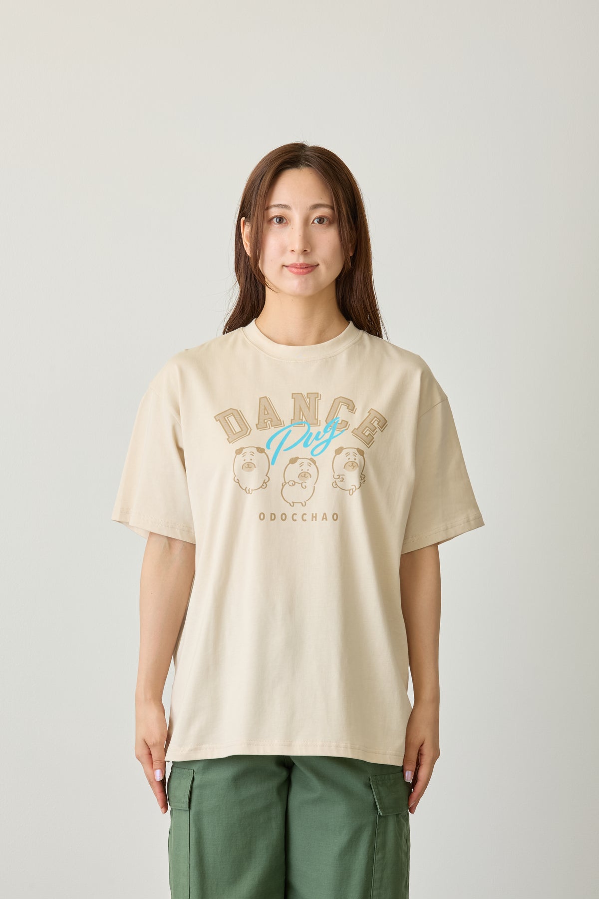ナガノキャラクターズ Tシャツ DANCE（パグ） オフホワイト
