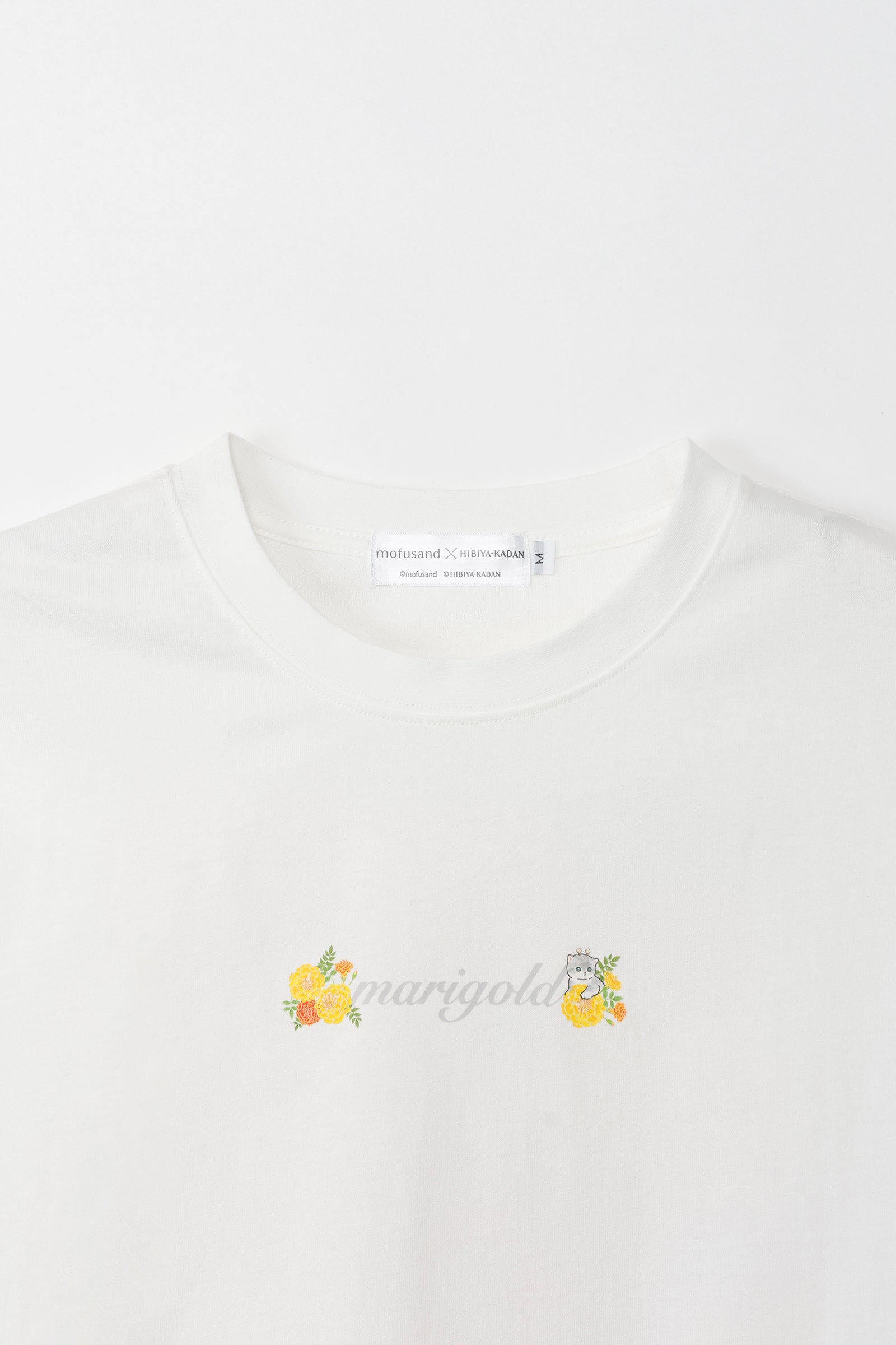 mofusand×日比谷花壇 Tシャツ マリーゴールド ホワイト