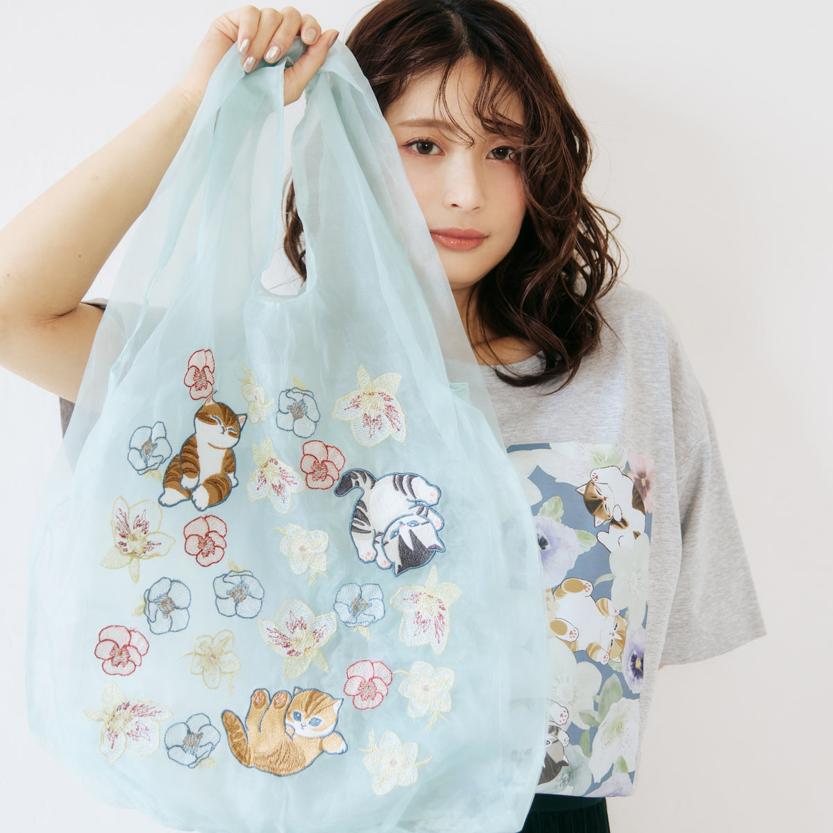 mofusand×日比谷花壇 チュールバッグ ウィンターオリジン ミント
