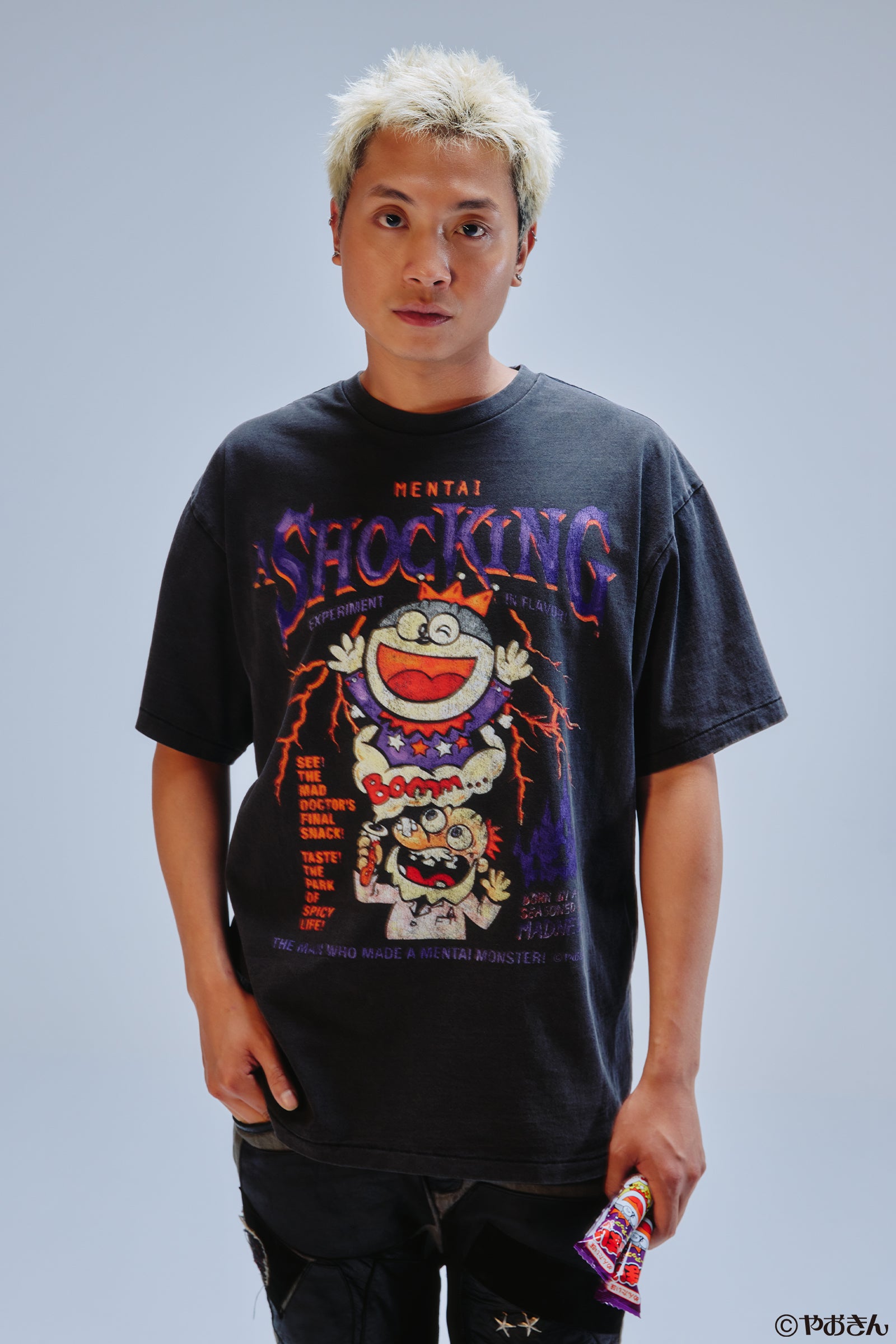 【先行販売】うまい棒 Tシャツ めんたい スミクロ