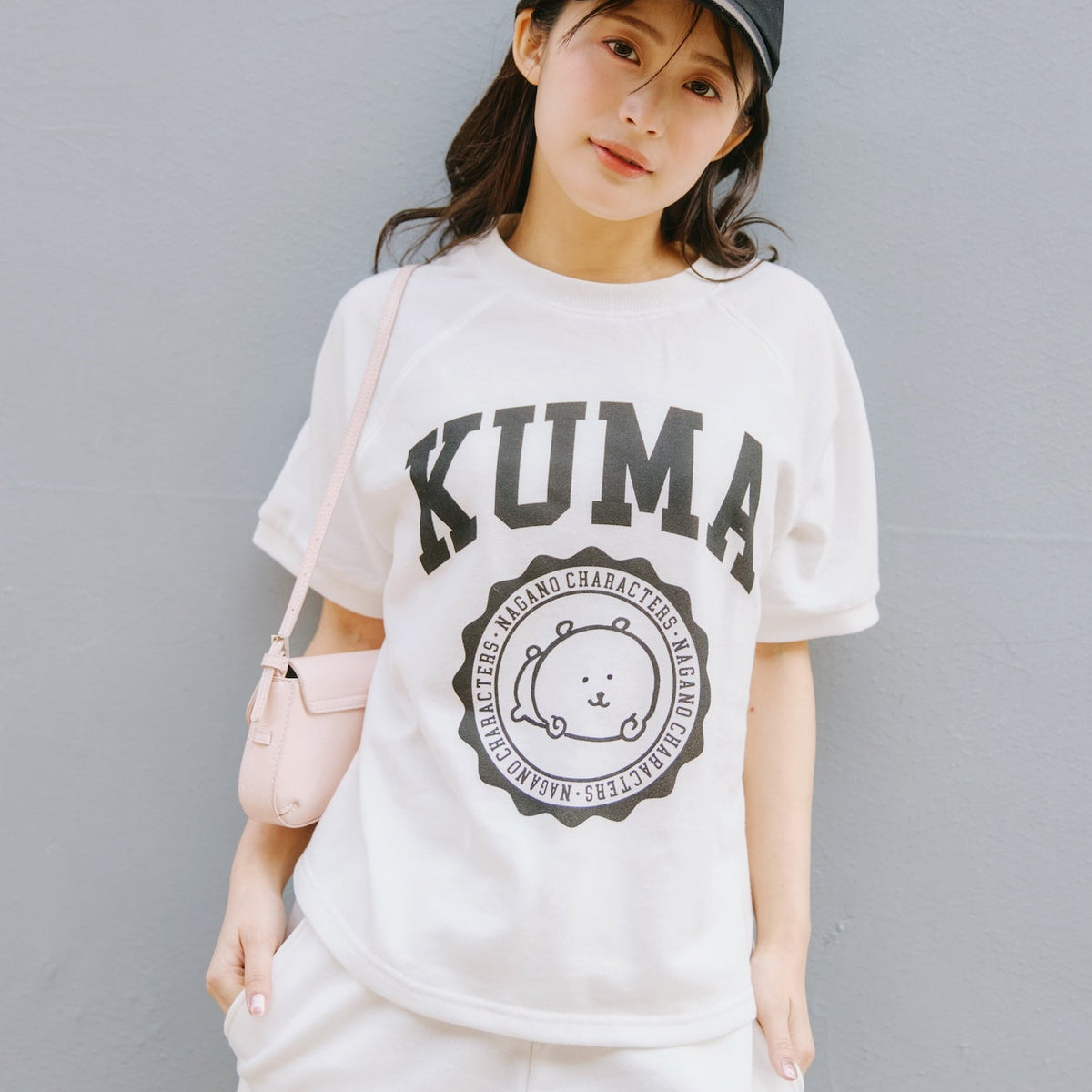 ナガノキャラクターズ Tシャツ カレッジ くま ホワイト