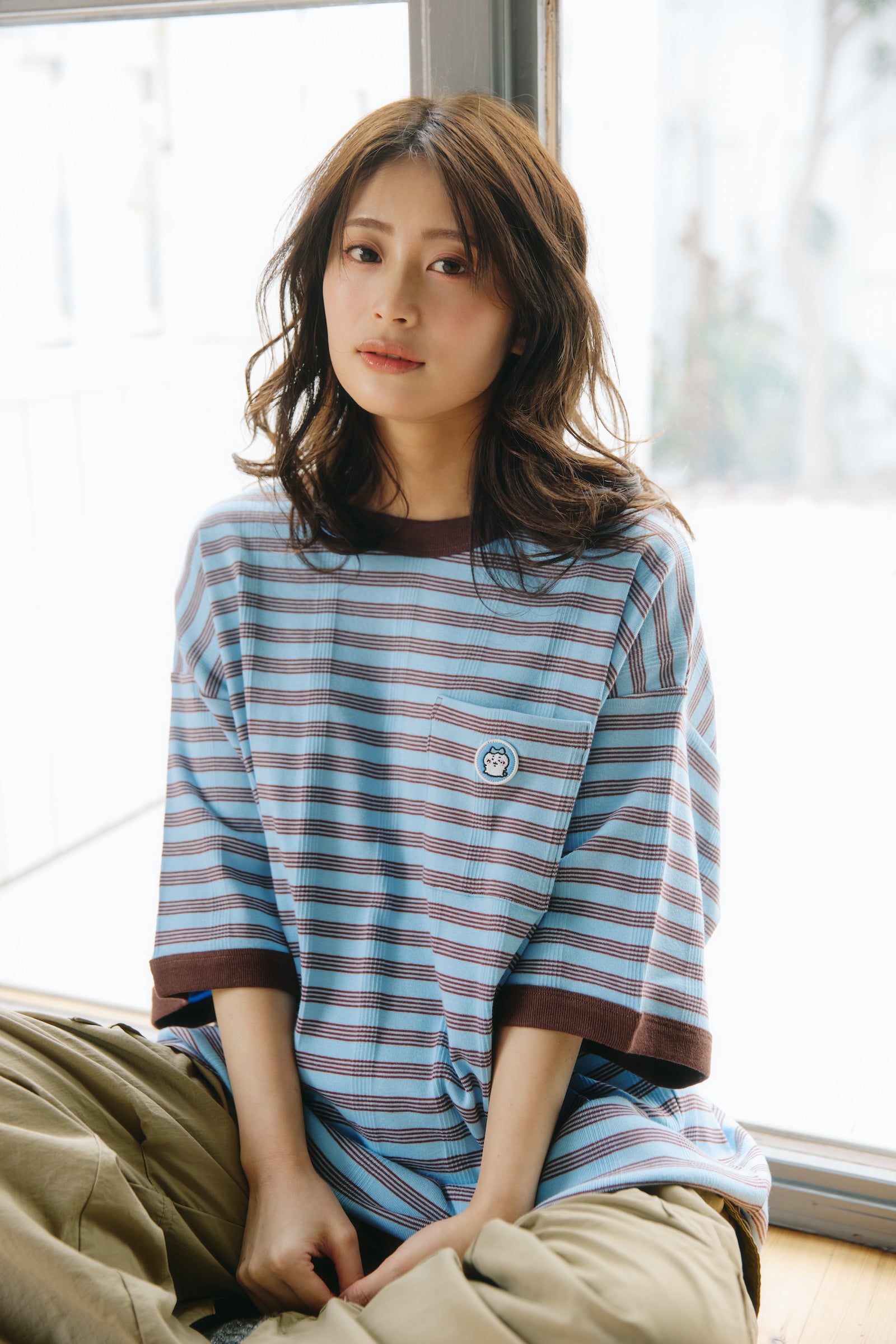 【2BUY10%OFF対象商品】ちいかわ ビッグシルエットポケットTシャツ Robert P.Miller×Talking ハチワレ BLUEBERRY