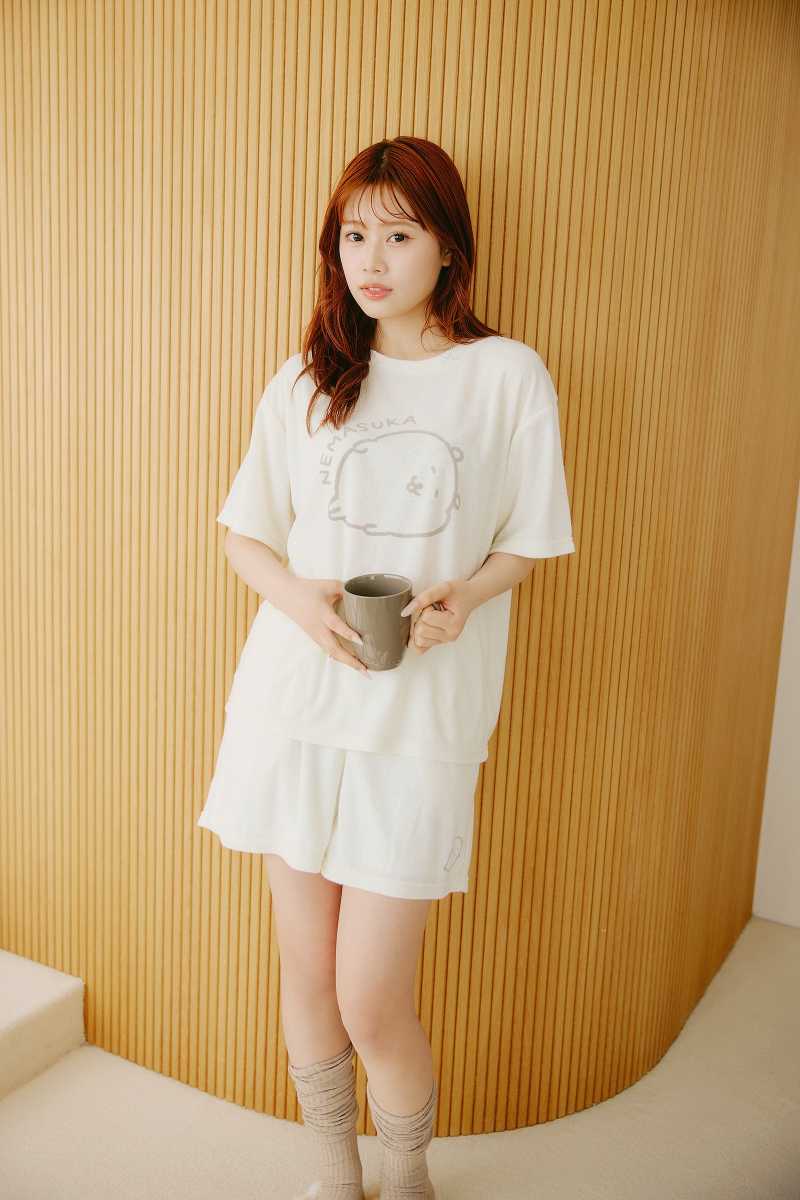 ナガノキャラクターズ ルームウェアセットアップ ねますか アイボリー